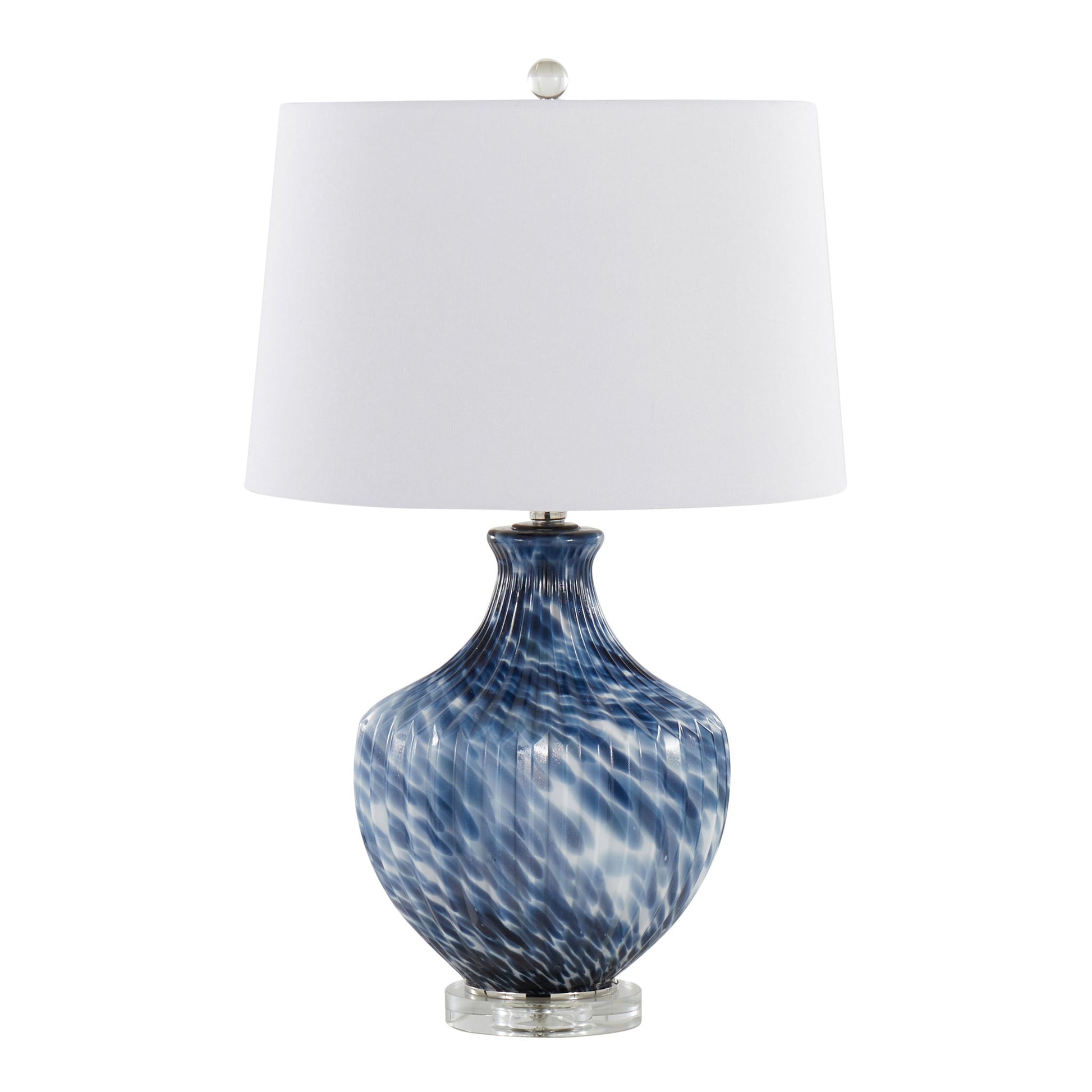 Lotus - Contemporary Table Lamp (Set of 2) - True Navy / Gold / Polished Nickel / Clear Crystal - Best Buy Furniture