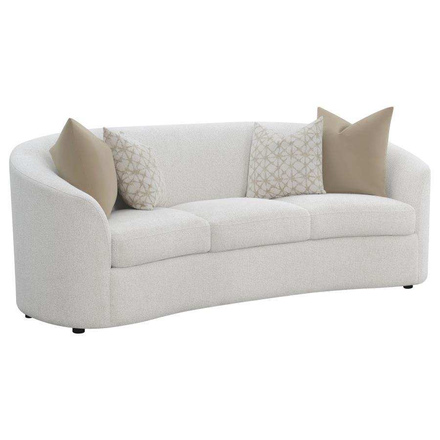Rainn - Boucle Upholstered Sloped Arm Sofa - Latte - Best Buy Furniture