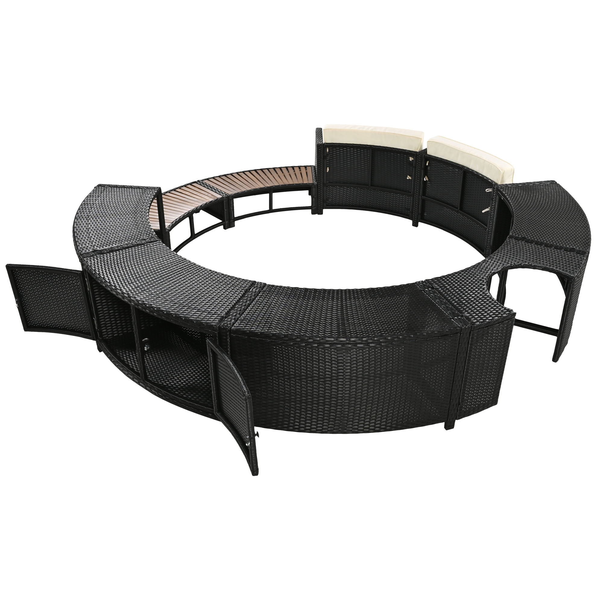 Spa Surround Spa Frame Patio Rattan Sofa Set With Storage Spaces, Mini Sofa And Comfortable Cushion For Patio, Backyard - Best Buy Furniture