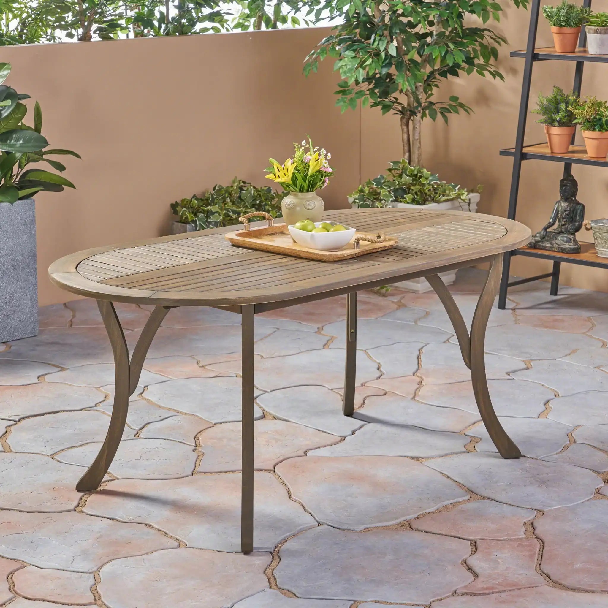 Outdoor Table With Smooth Lines, Slat Top - Best Buy Furniture