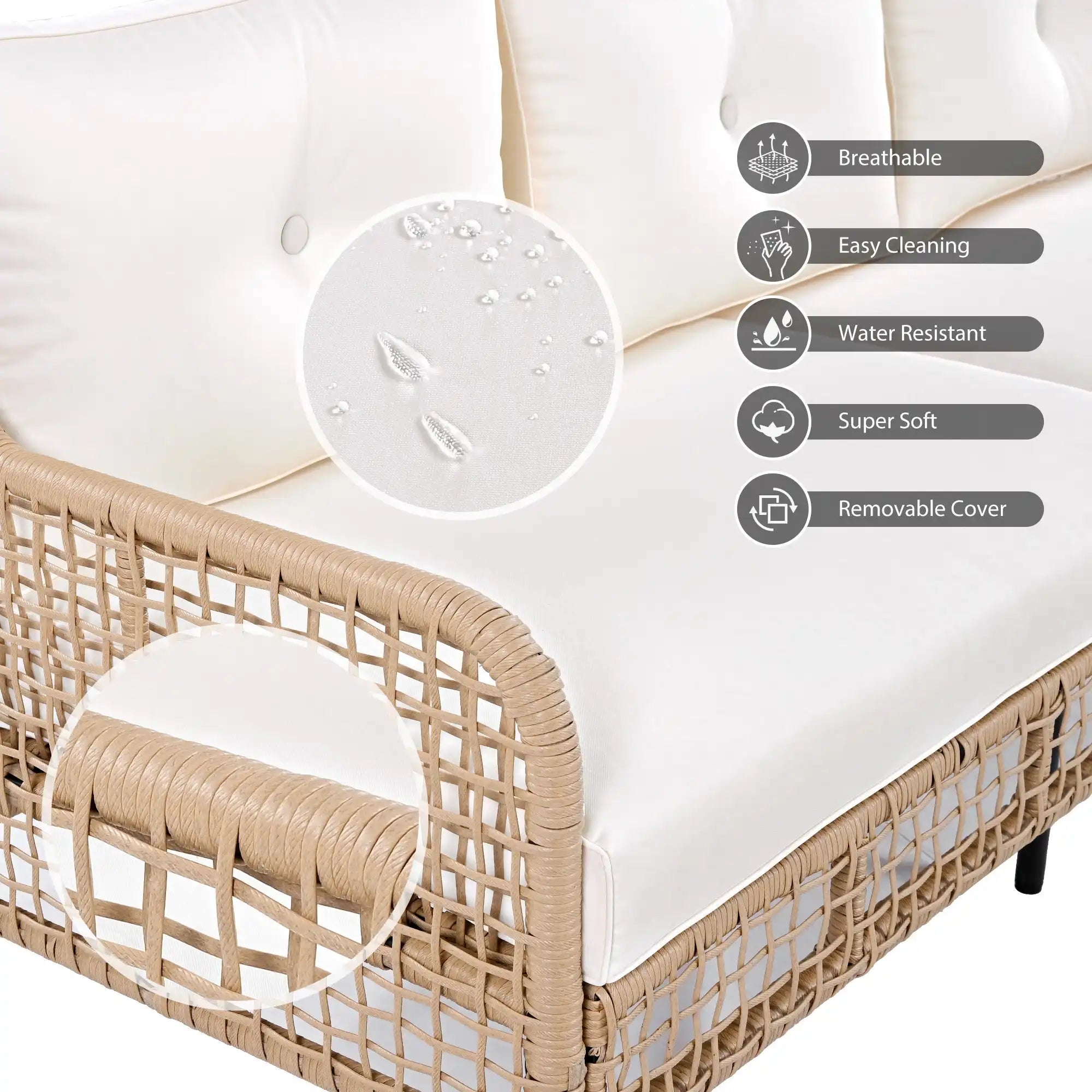 4 Piece Sectional Rattan Patio Furniture Set with Swivel Chairs - Best Buy Furniture