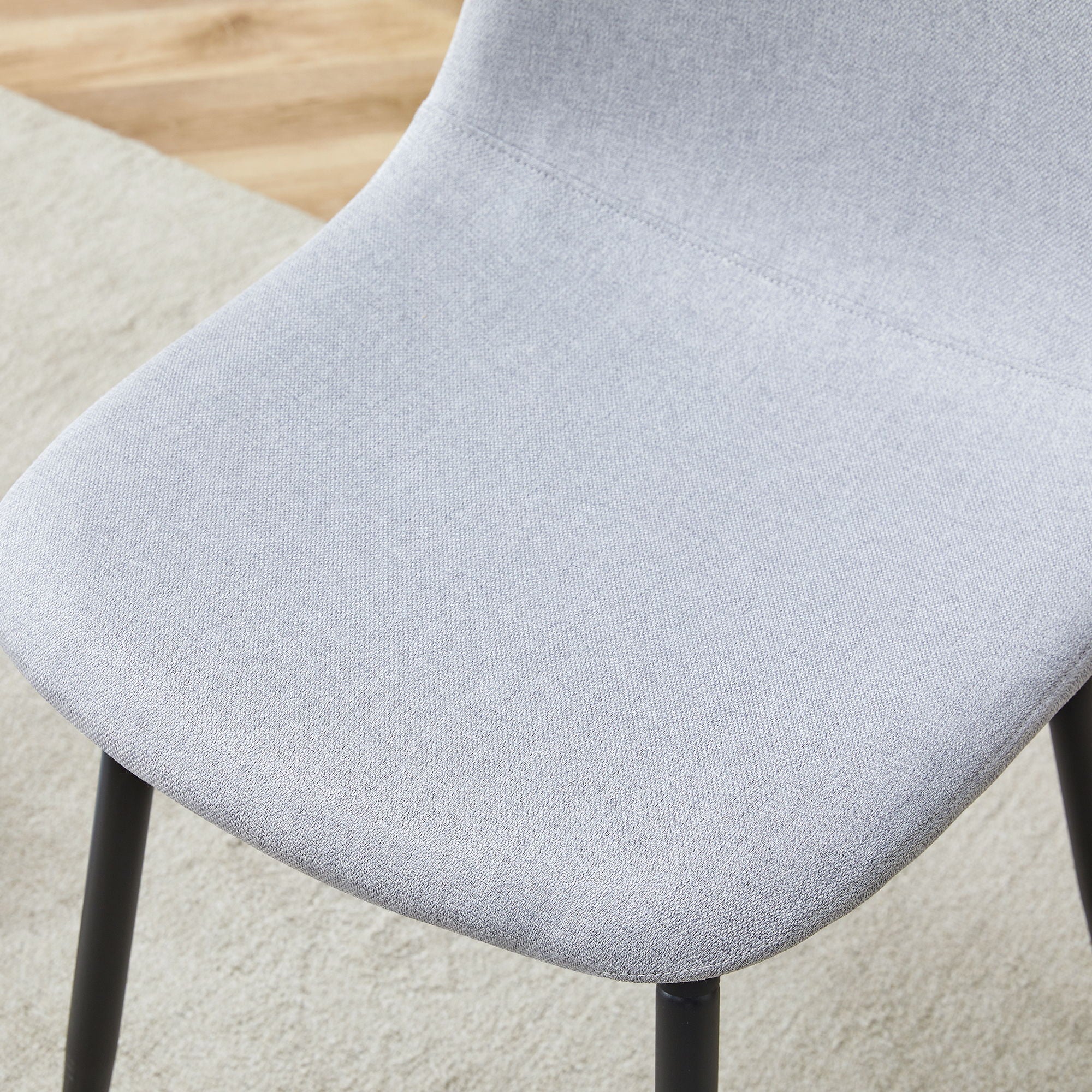 Modern Medieval Style Cushioned Side Chairs Set With Black Metal Legs For Kitchens - Best Buy Furniture