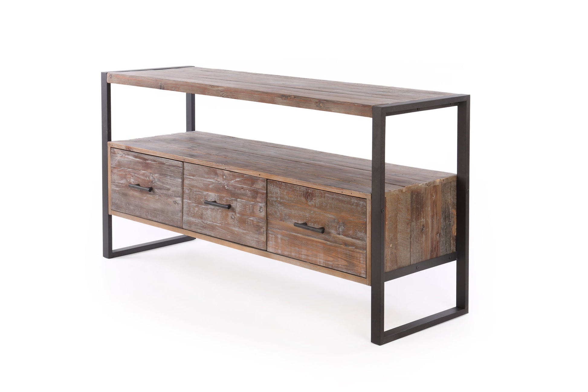 Reclaimed Wood Media TV Console Table With 3 Drarwer, Open Shelf - Antique Gray - Best Buy Furniture