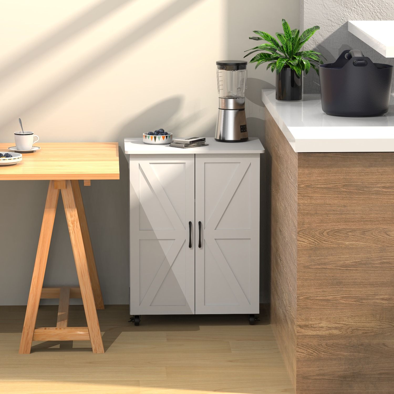 Exquisite Craftsmanship Rice Door Storage Cabinet, Large Capacity - White - Best Buy Furniture