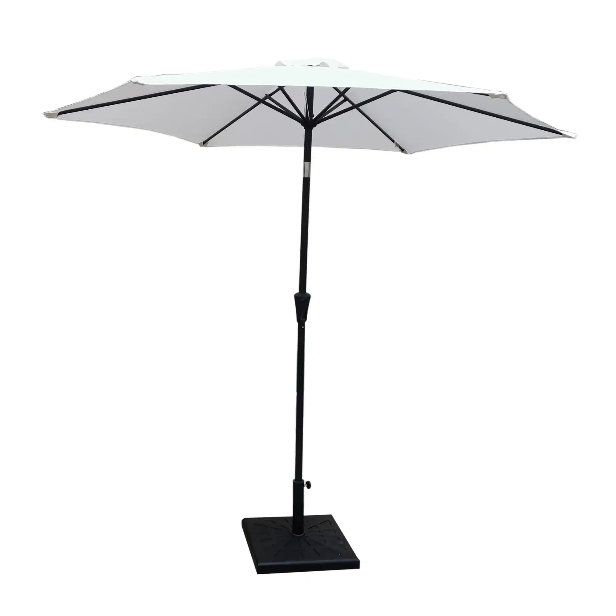 8.8' Outdoor Aluminum Patio Umbrella With 42 Pound Square Resin Umbrella Base - Best Buy Furniture