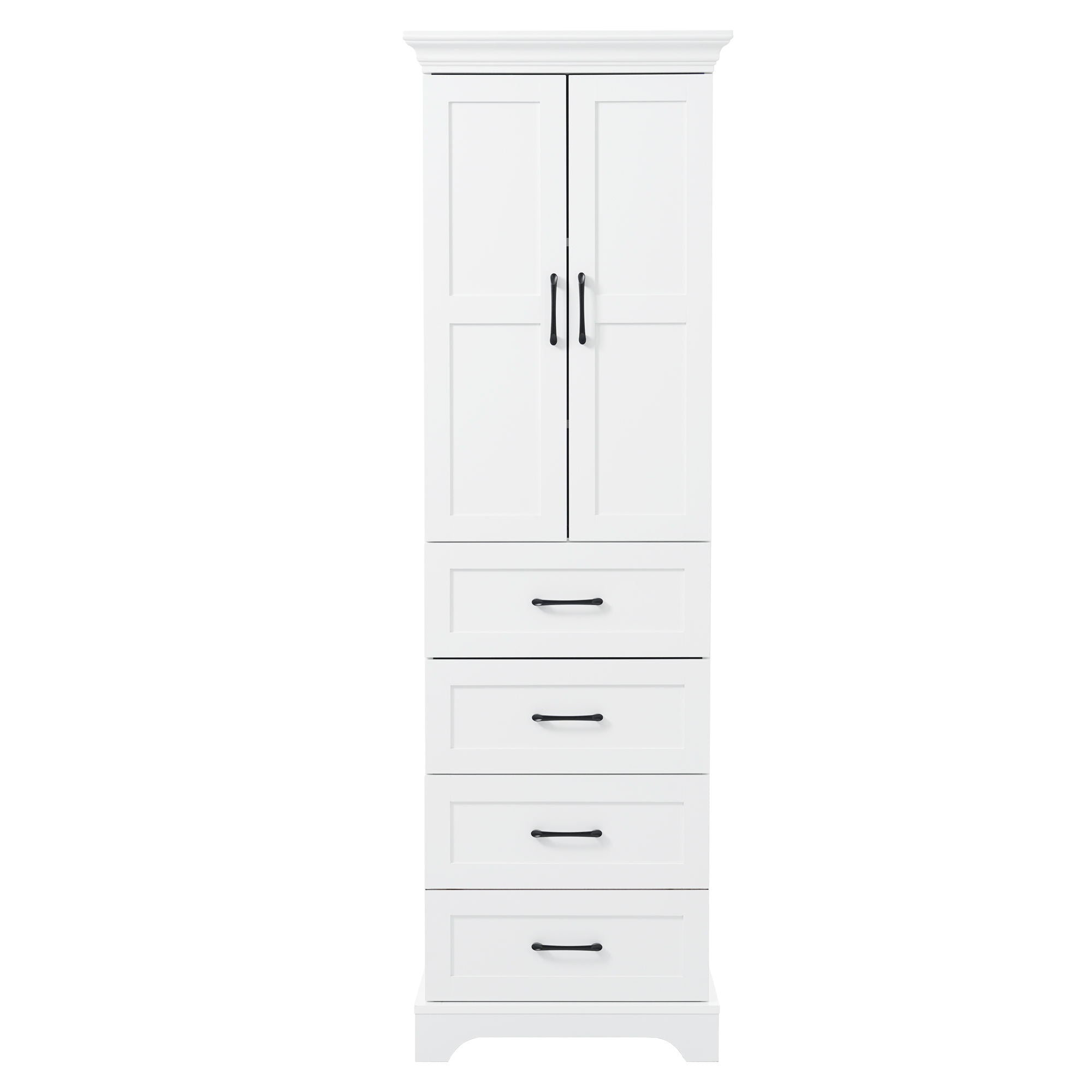 Bathroom Vanity With 2 Damping Hinge Doors, 3 Drawers, Adjustable Shelves - White - Best Buy Furniture
