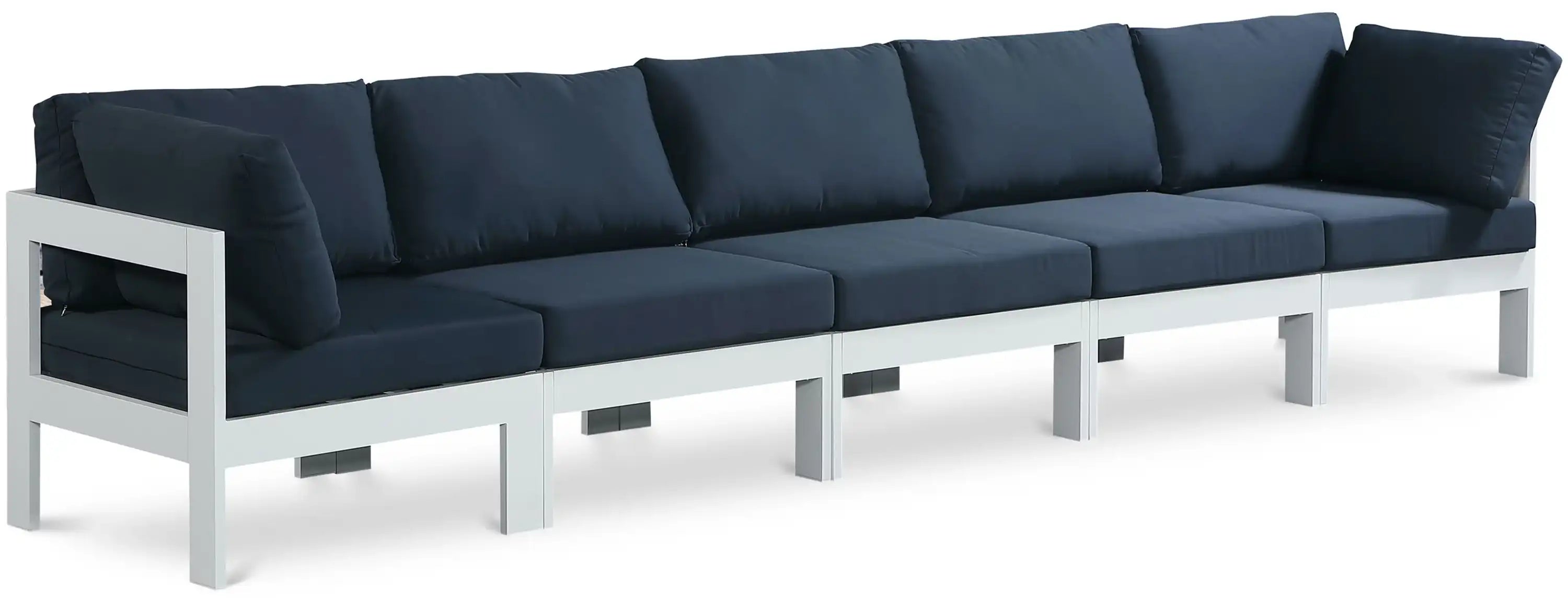 Nizuc - Outdoor Patio 5 Seat Modular Sofa With White Frame - Best Buy Furniture