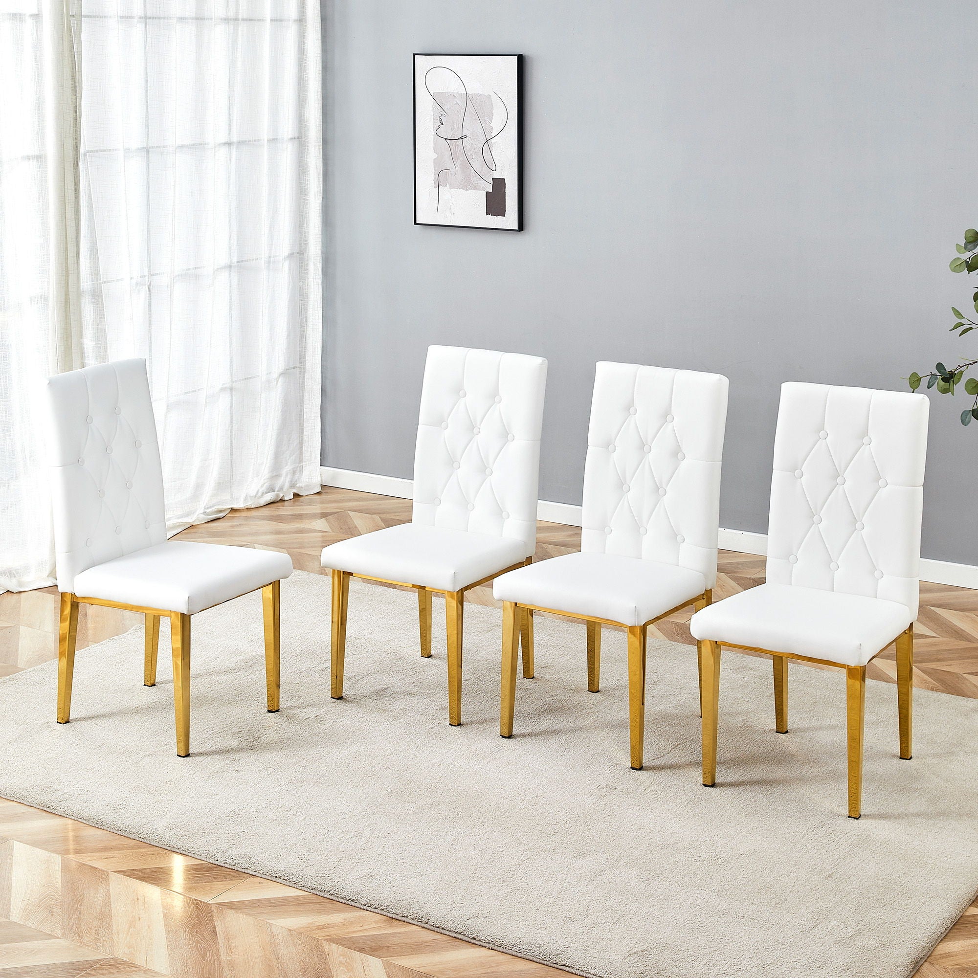Vintage Style Armless Dining Chairs Set With Grid And Buckle Design - Best Buy Furniture