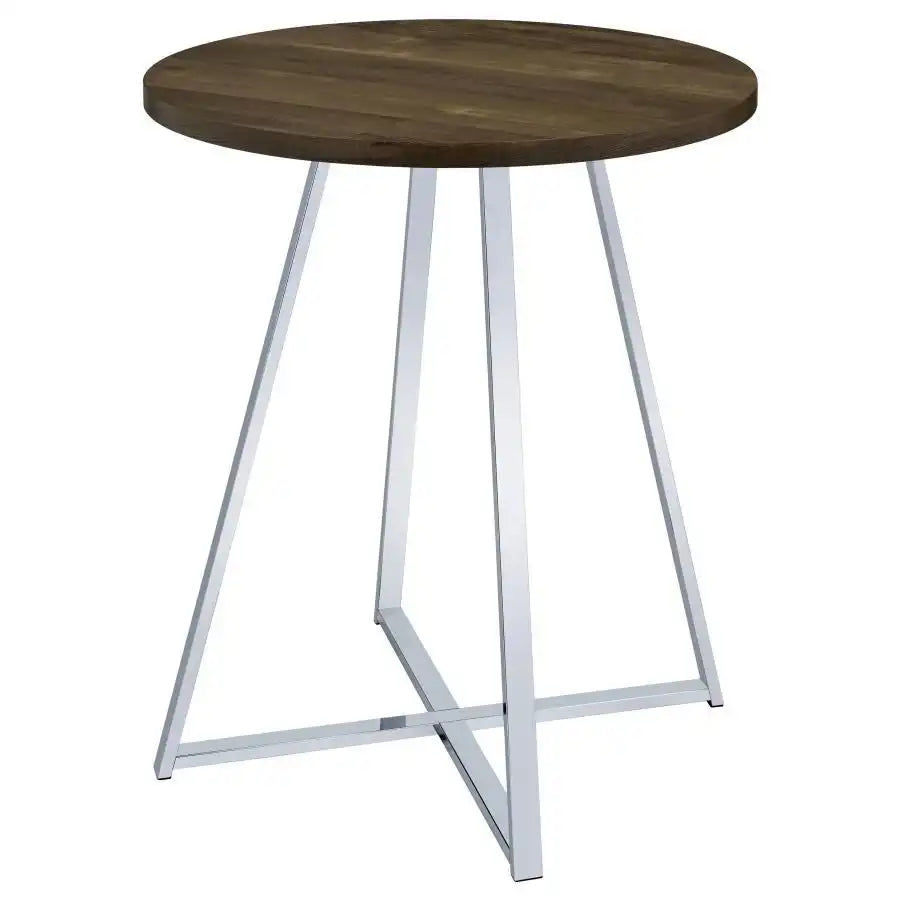 Burkhart - Round Pub Height Bistro Bar Table - Brown Oak - Best Buy Furniture
