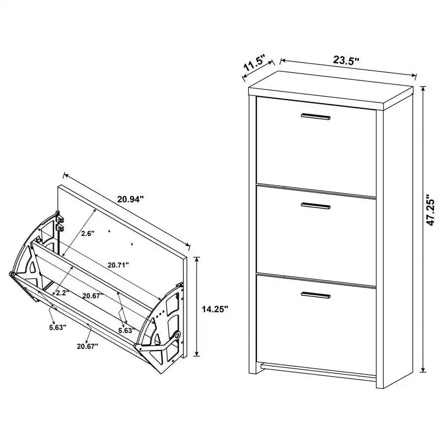 Vivian - 3-Drawer Engineered Wood Shoe Cabinet - Black - Best Buy Furniture