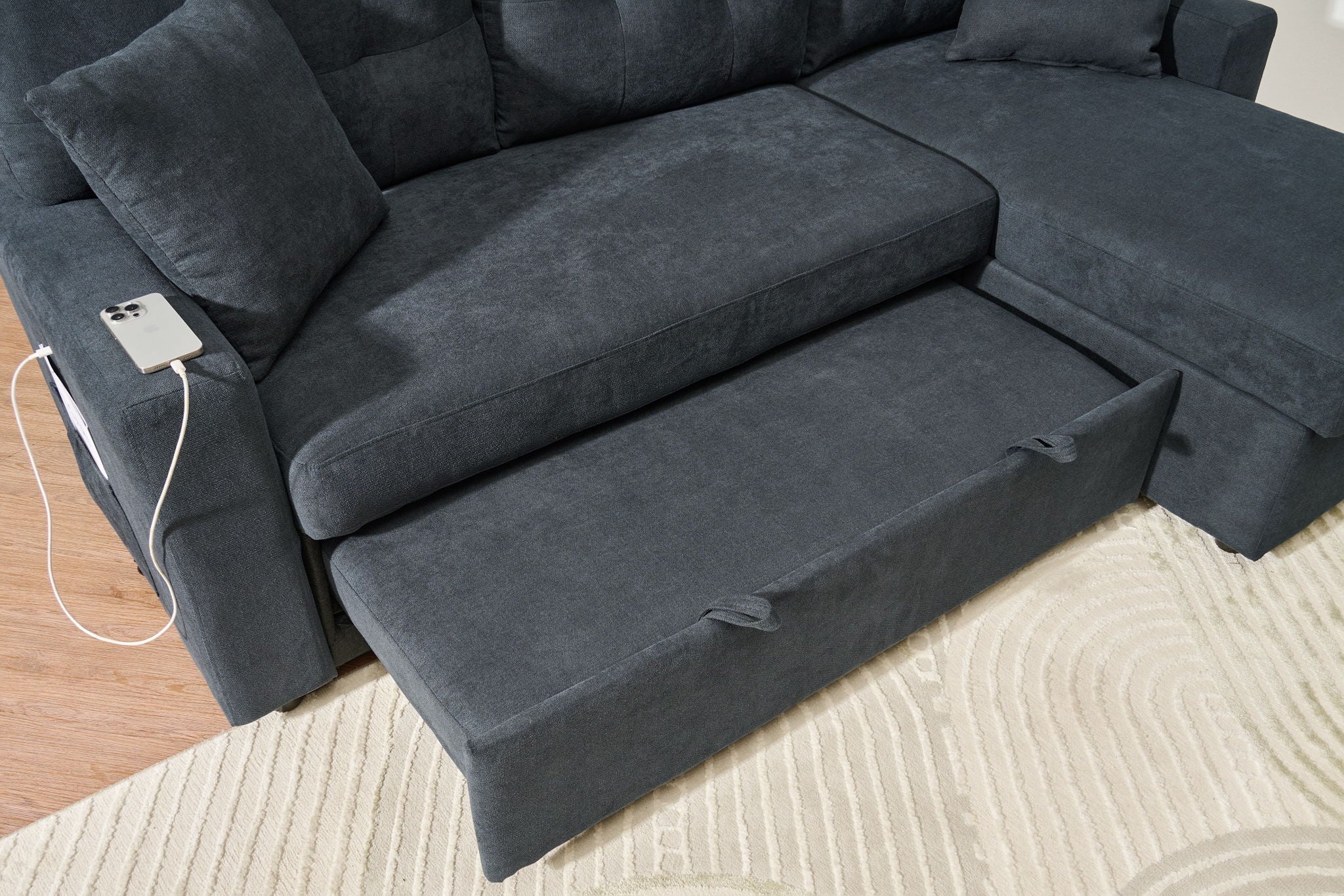 Reversible Sofa Couch Sleeper With Pull Out Bed And USB Port - Best Buy Furniture
