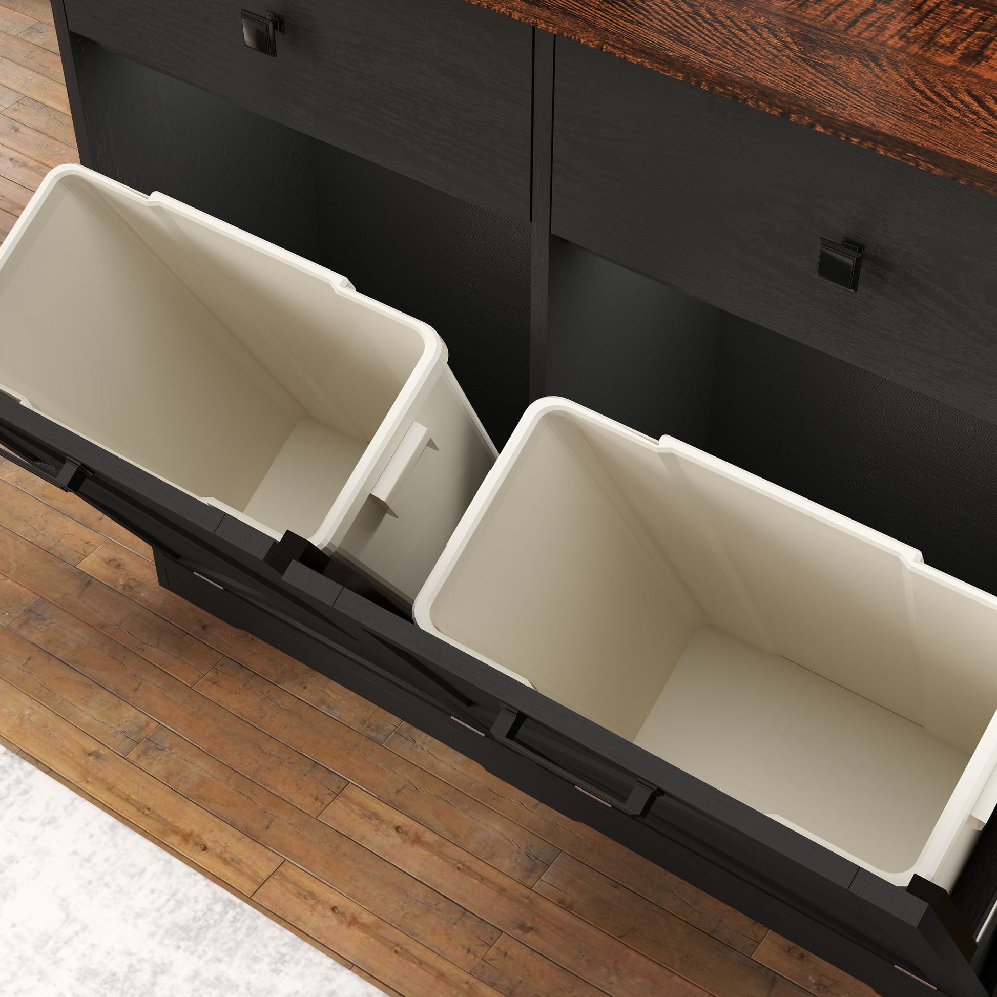 Double Tilt Out Trash Cabinet With Hideaway Drawer And Barn Door Style - Best Buy Furniture