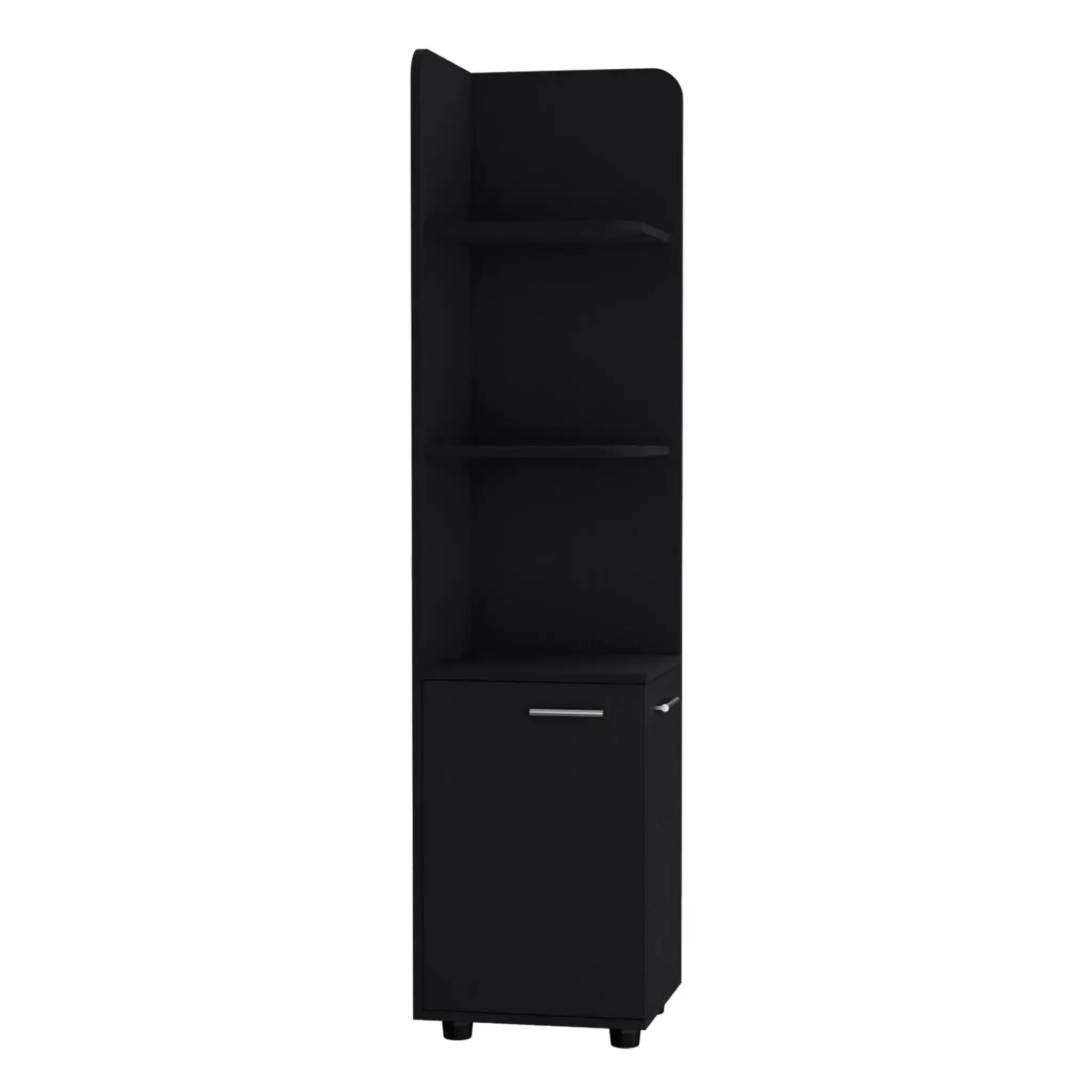 Corner Cabinet Tall With 3 Tier Shelf And 2 Door - Black - Best Buy Furniture