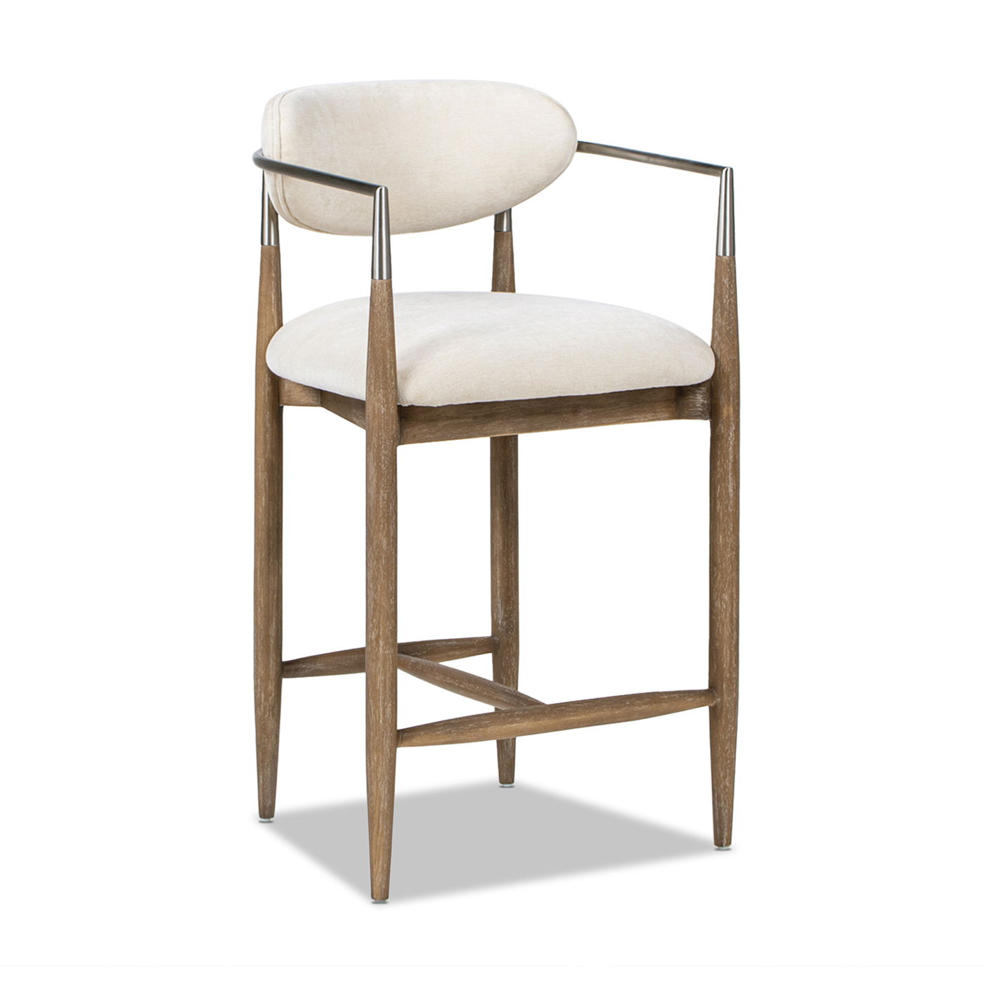 Artemis - Mixed Material Upholstered Counter Stool - Warm White - Best Buy Furniture