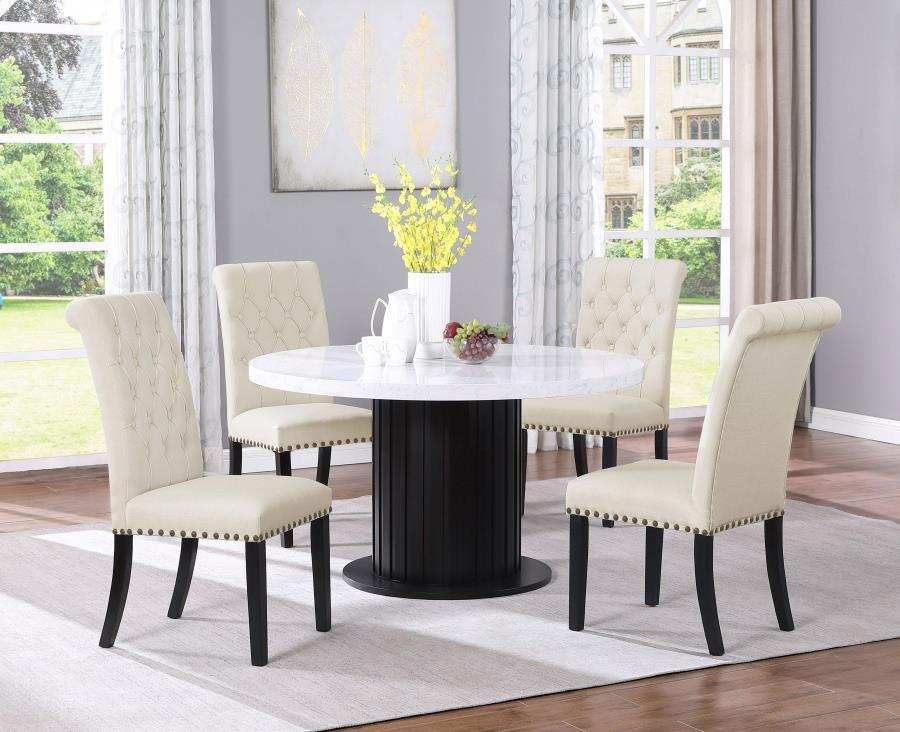 Sherry - Round Marble Top Dining Table Set - Best Buy Furniture