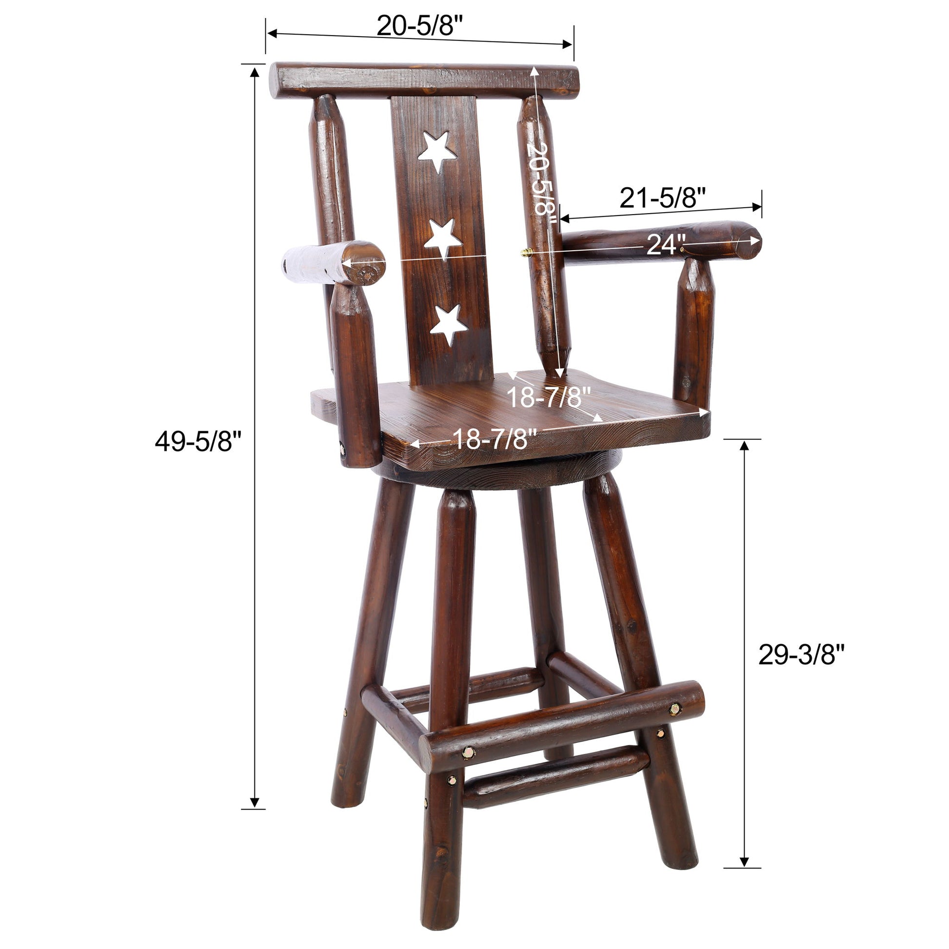 Rustic Tall Bistro Chair Decorative Star Backrest And Footrest, Fir Wood, 4 Foot - Brown - Best Buy Furniture