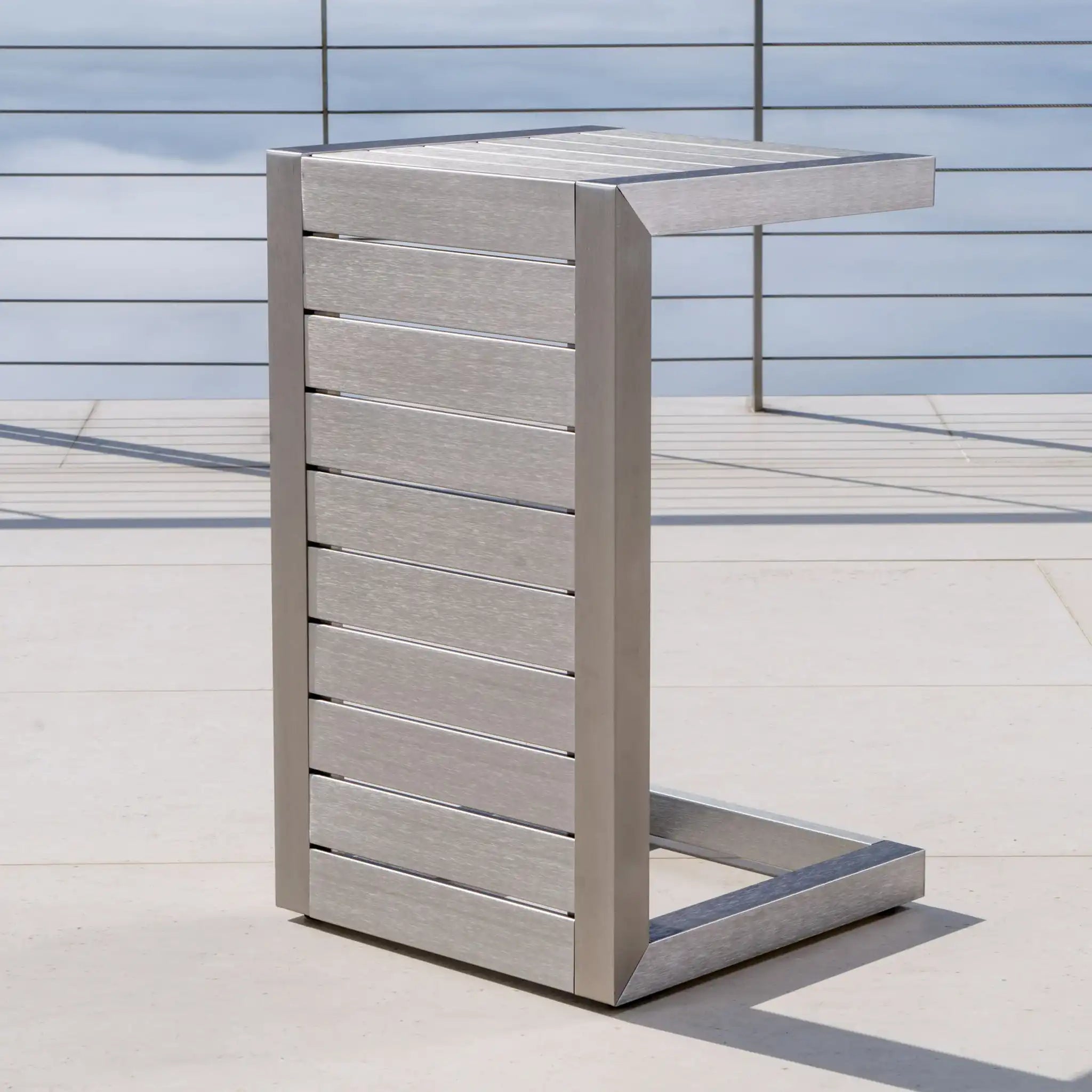Aluminum Outdoor C - Shaped Side Table For Patio - Best Buy Furniture