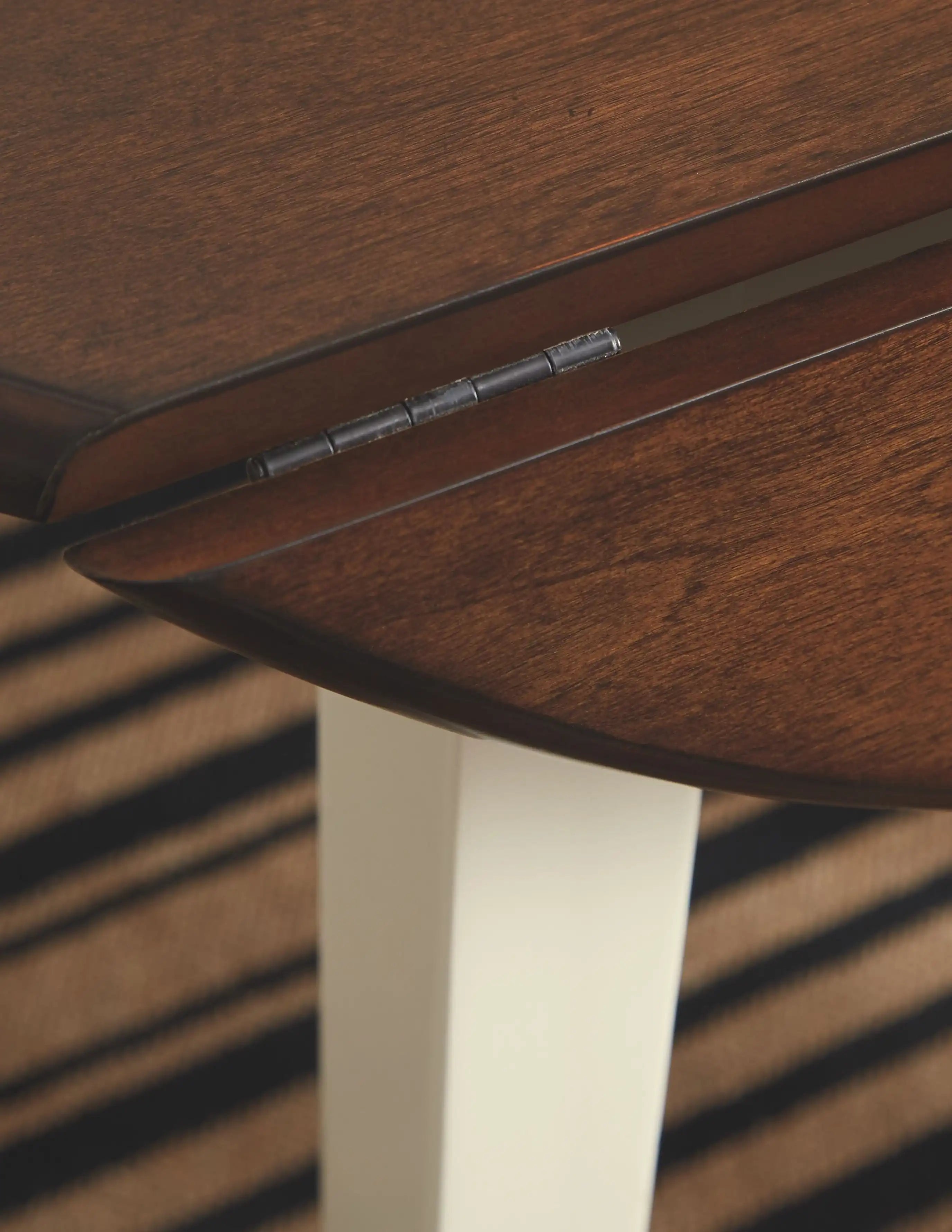 Woodanville - Round DRM Drop Leaf Table - Cream / Brown - Best Buy Furniture