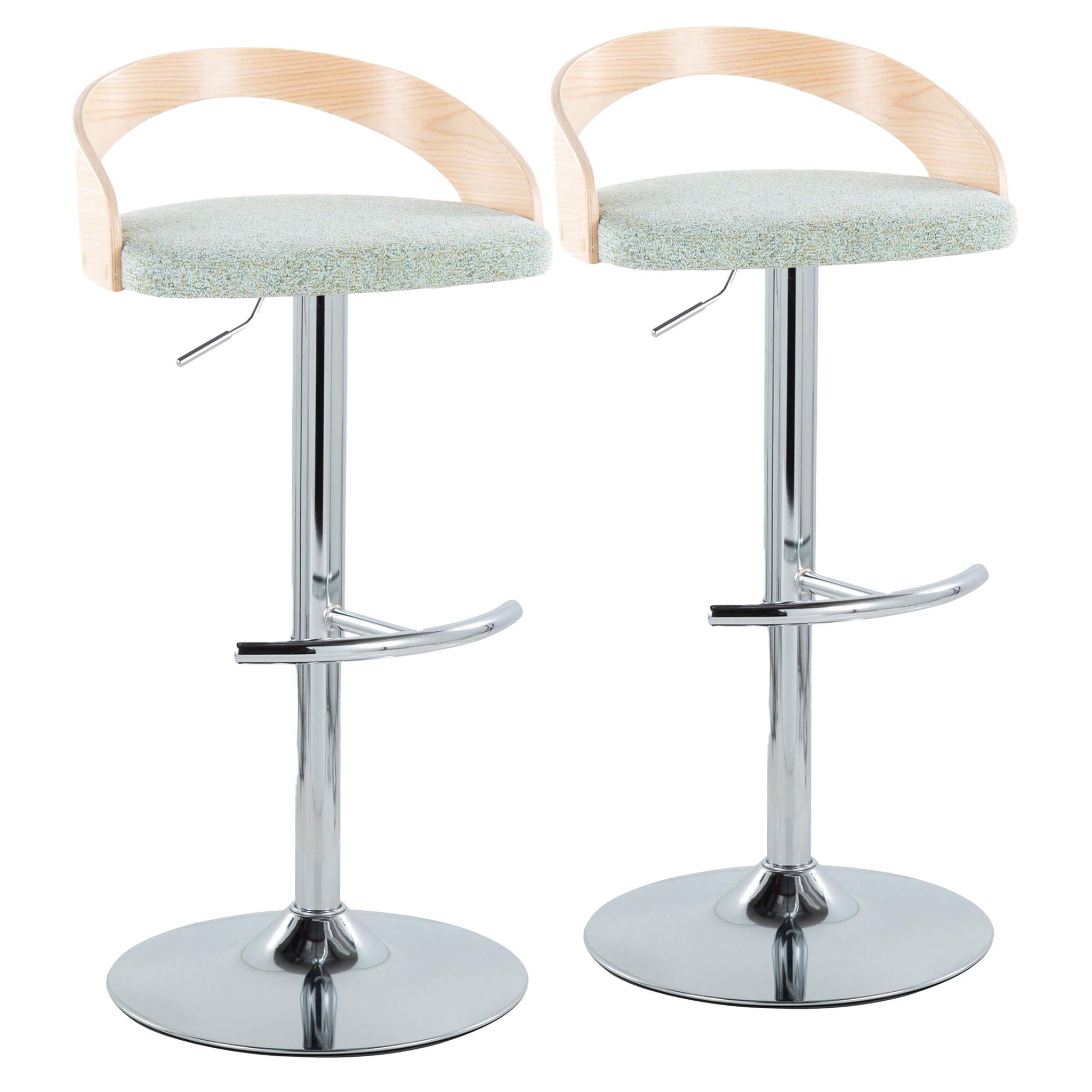 Grotto - Contemporary Adjustable Barstool, Swivel With Rounded T Footrest (Set of 2) - Best Buy Furniture