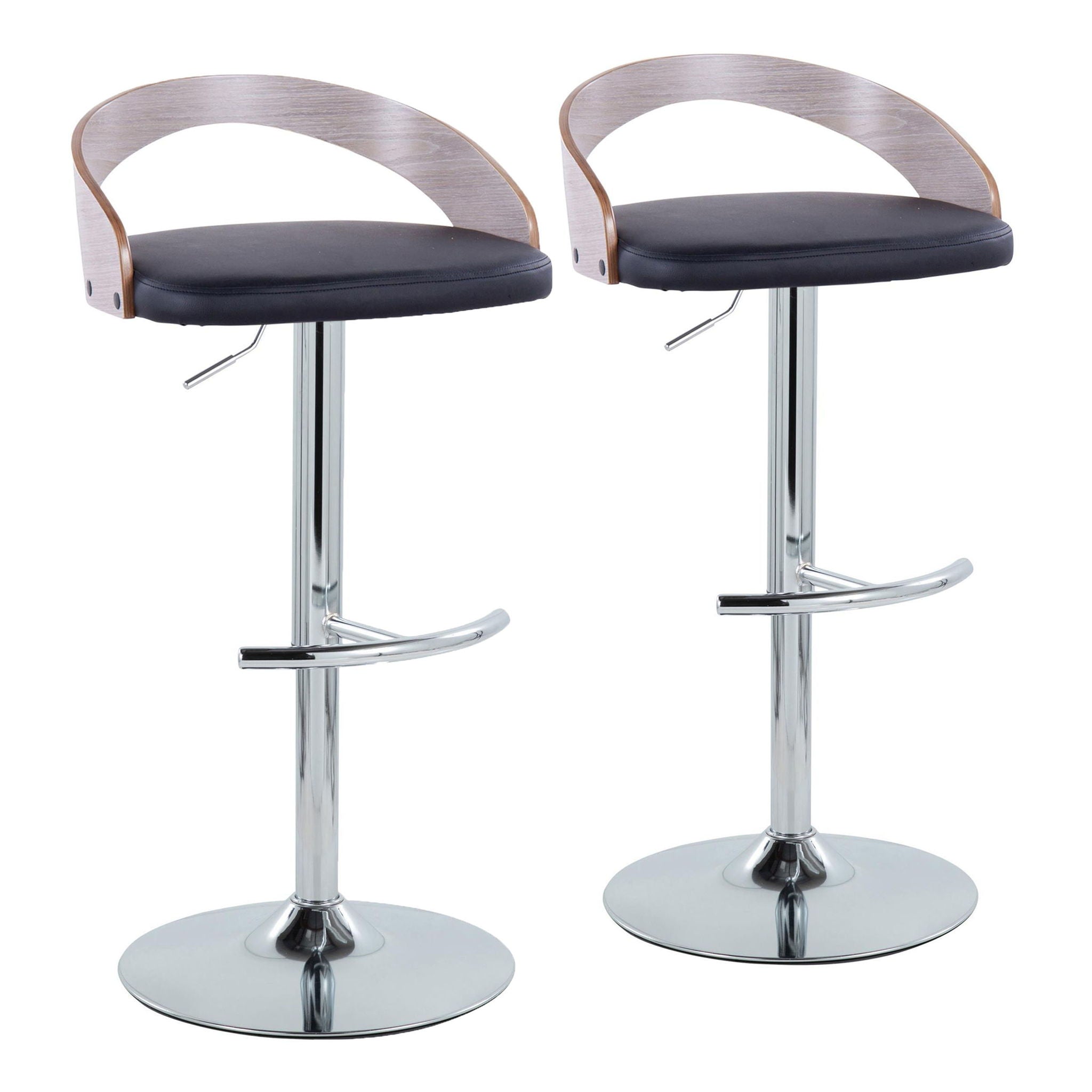 Grotto - Contemporary, Adjustable Barstool With Swivel With Rounded T Footrest (Set of 2) - Best Buy Furniture