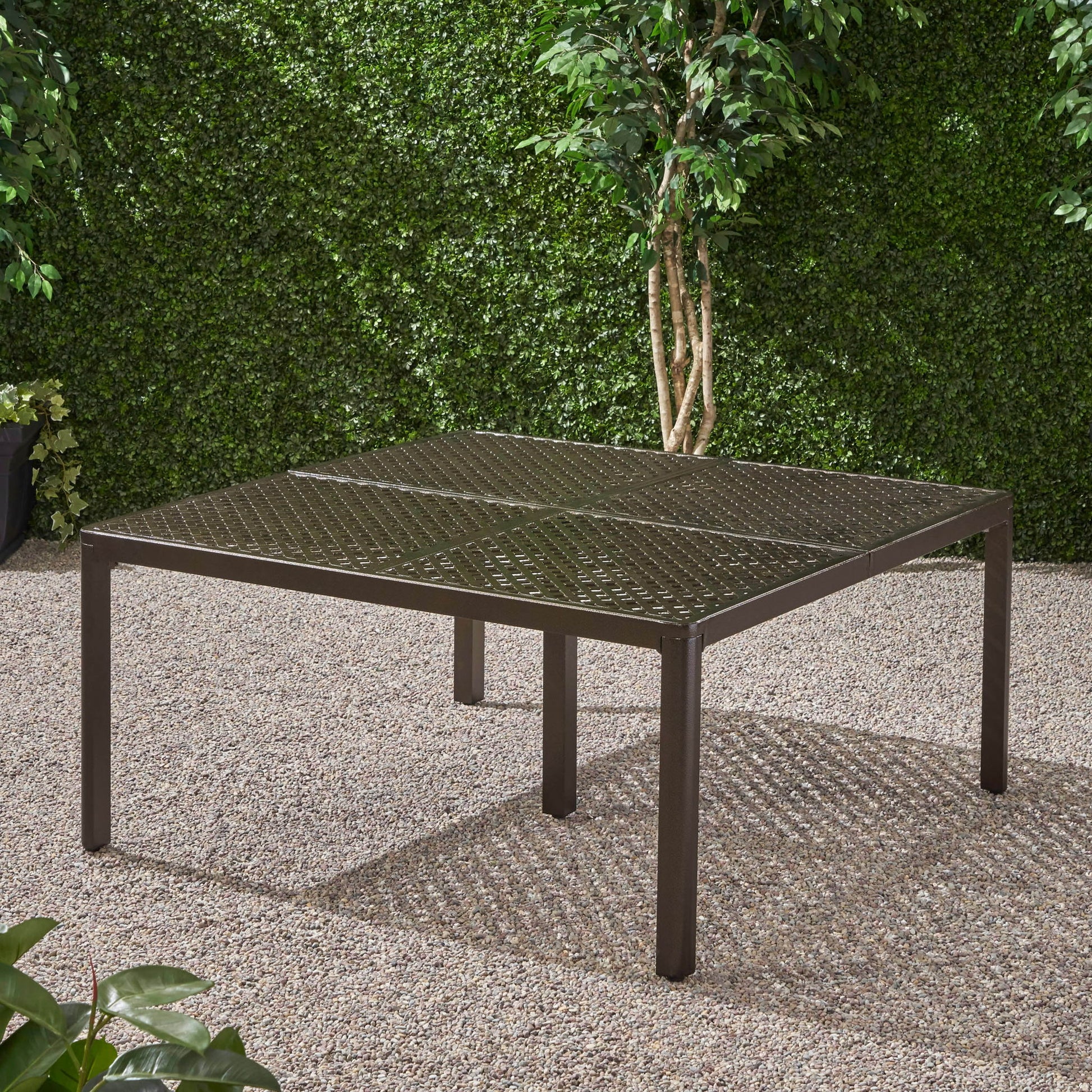 Outdoor Modern Aluminum Dining Table With Woven Accents - Best Buy Furniture