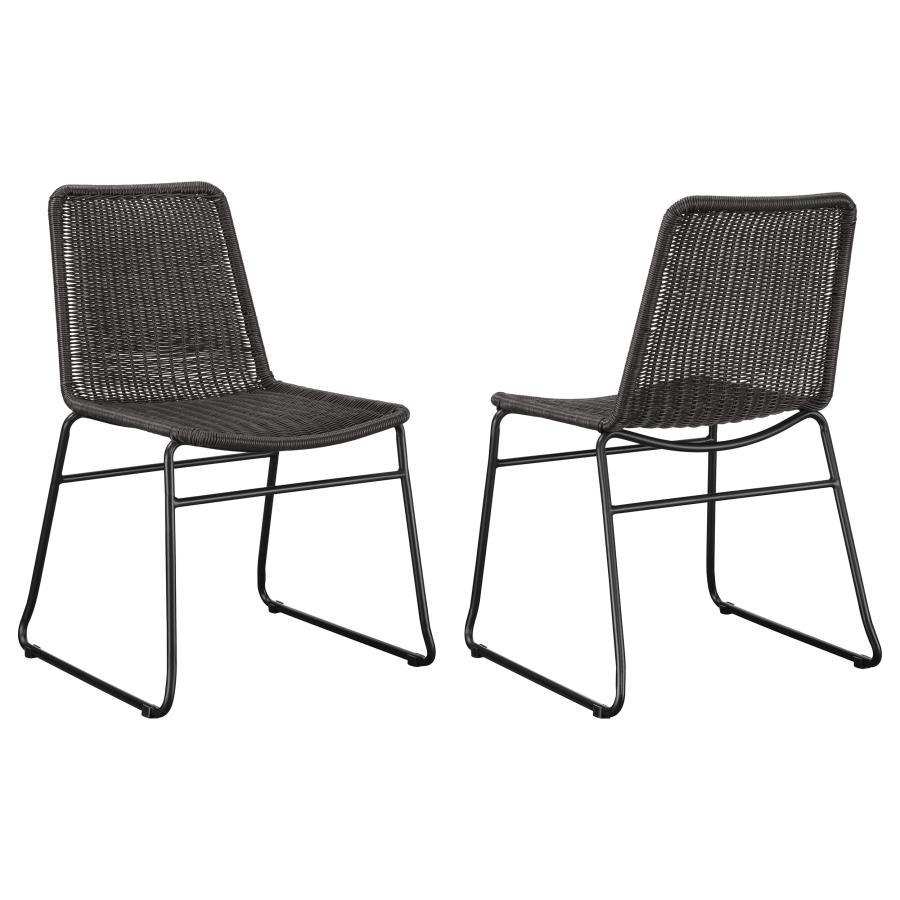 Dacy - Faux Rattan Metal Dining Side Chair (Set of 2) - Brown - Best Buy Furniture