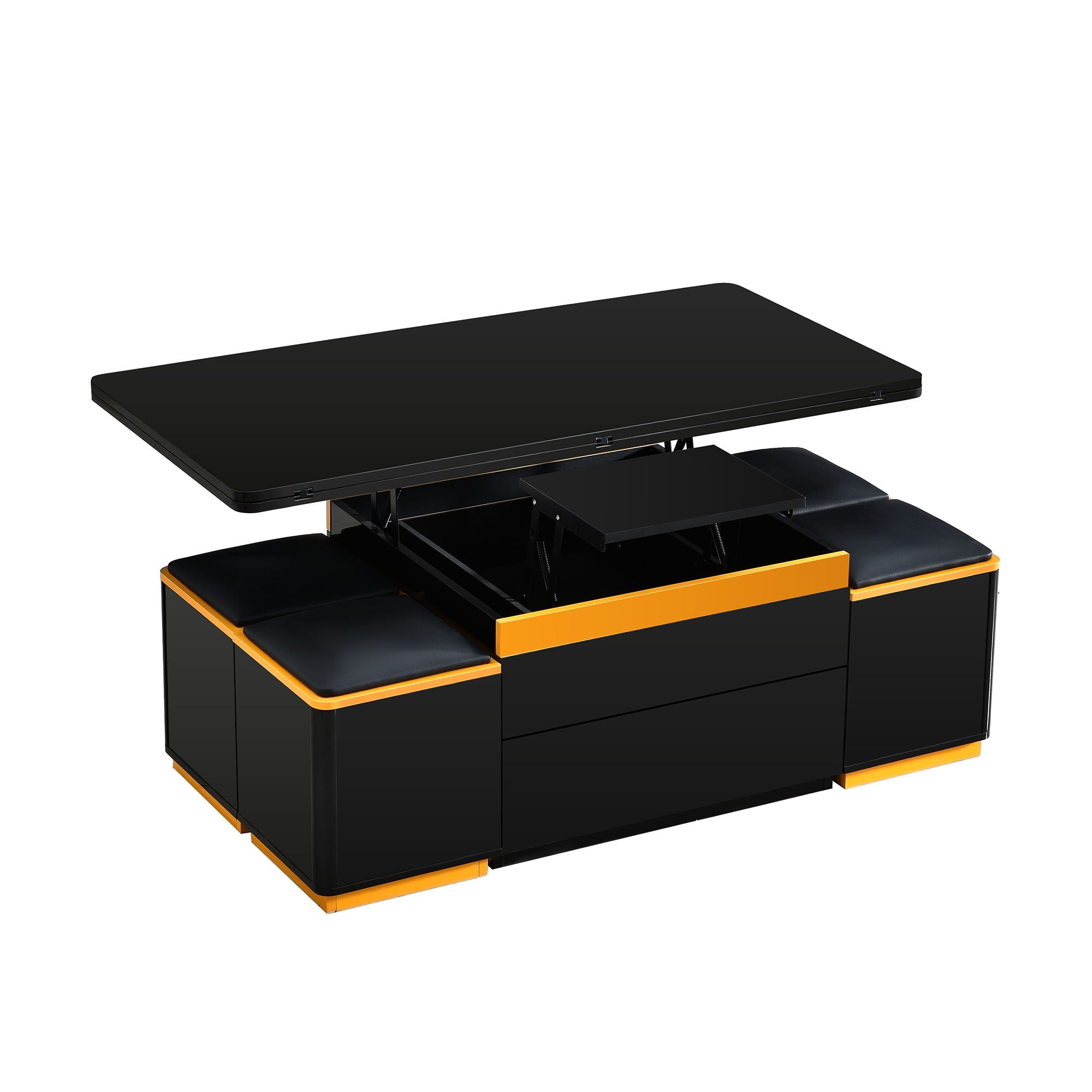 Multi Functional Adjustable Coffee Table With 4 Storage Stools - Best Buy Furniture