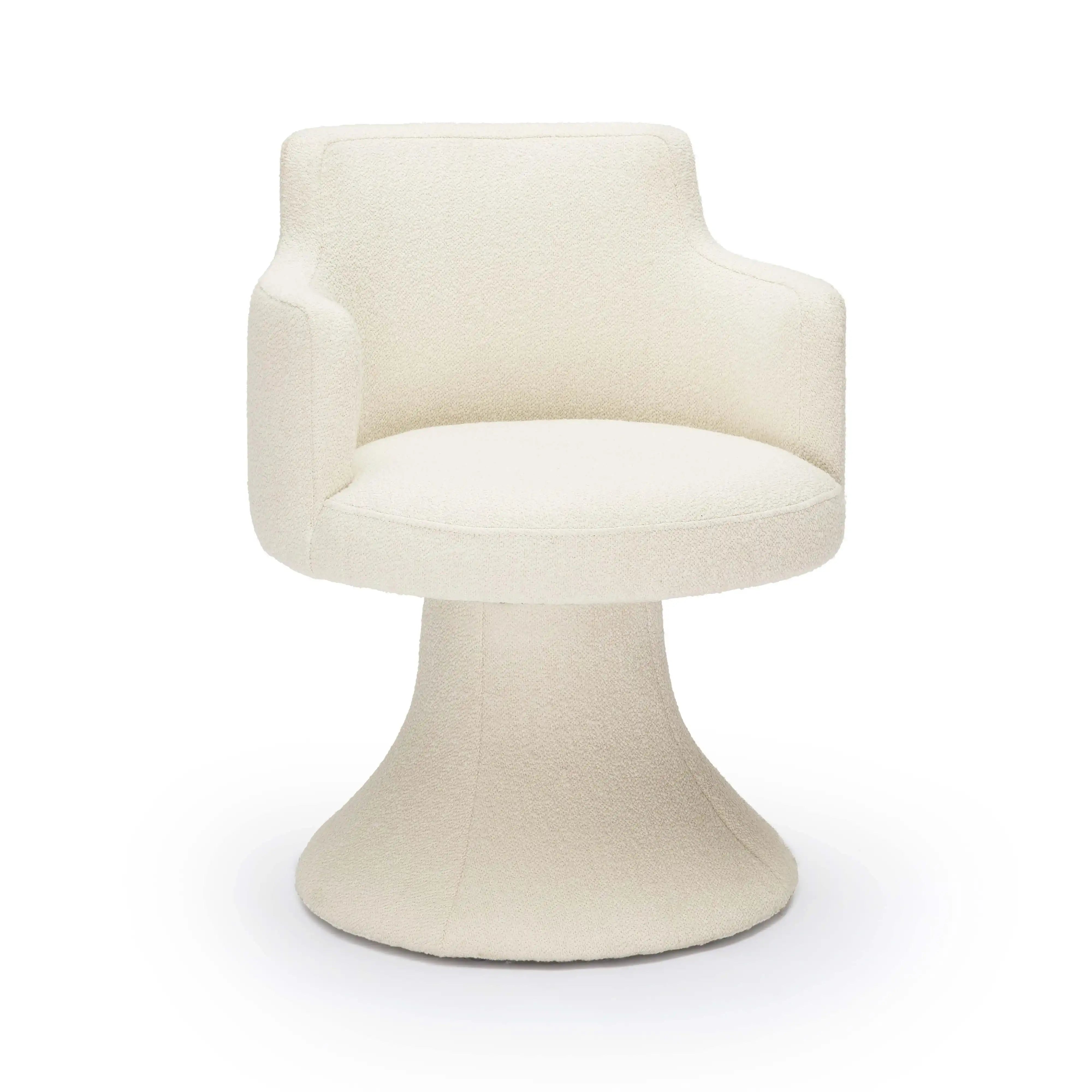 Jeffree - Performance Boucle Swivel Dining Chair - Cream - Best Buy Furniture
