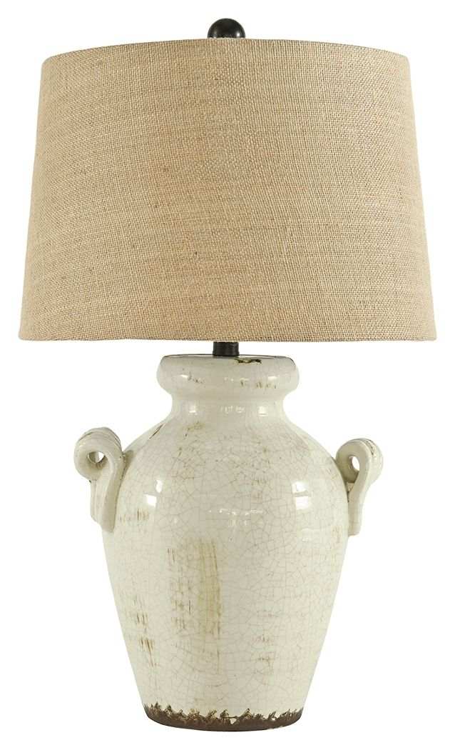 Emelda - Ceramic Table Lamp - Cream - Best Buy Furniture