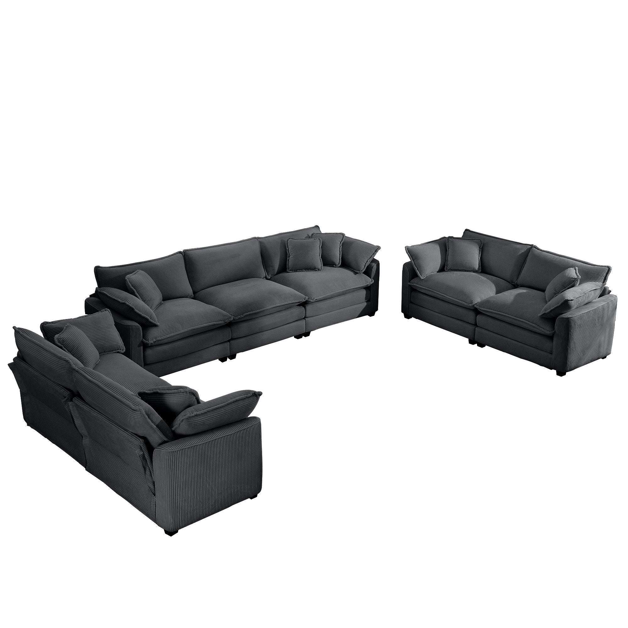 Elegant Corduroy Oversized Sectional Sofa Set With Deep Seats And Flexible Layout - Best Buy Furniture