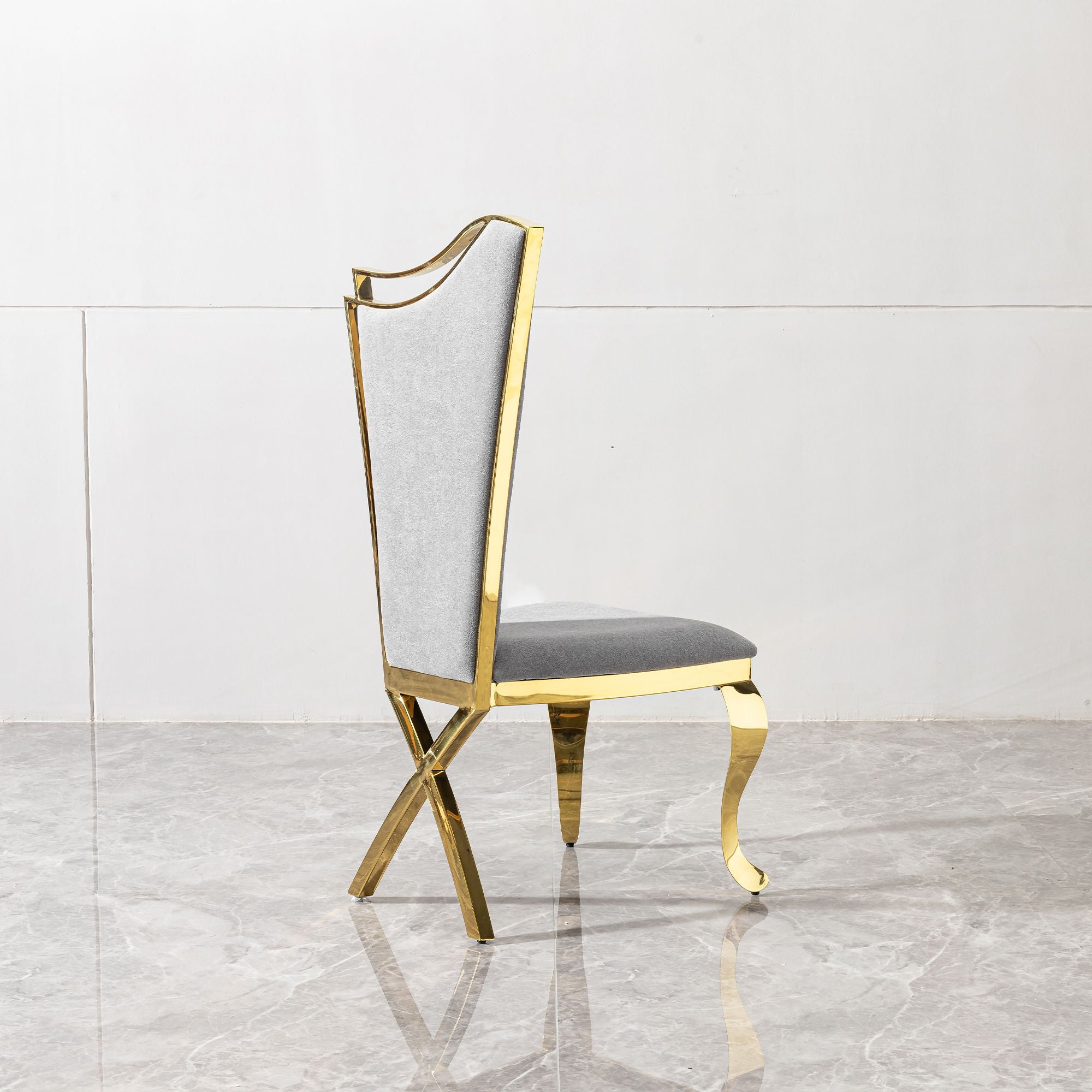 Gorgeous Streamlined High Back Fabric Stainless Steel Dining Chair (Set of 2) - Gold / Gray - Best Buy Furniture