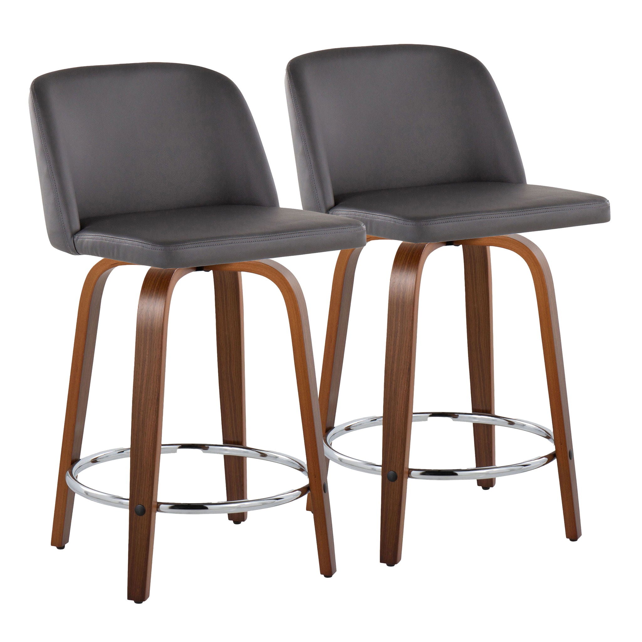 Toriano - Mid Century Modern Fixed Height Counter Stool With Swivel With Round Footrest (Set of 2) - Best Buy Furniture