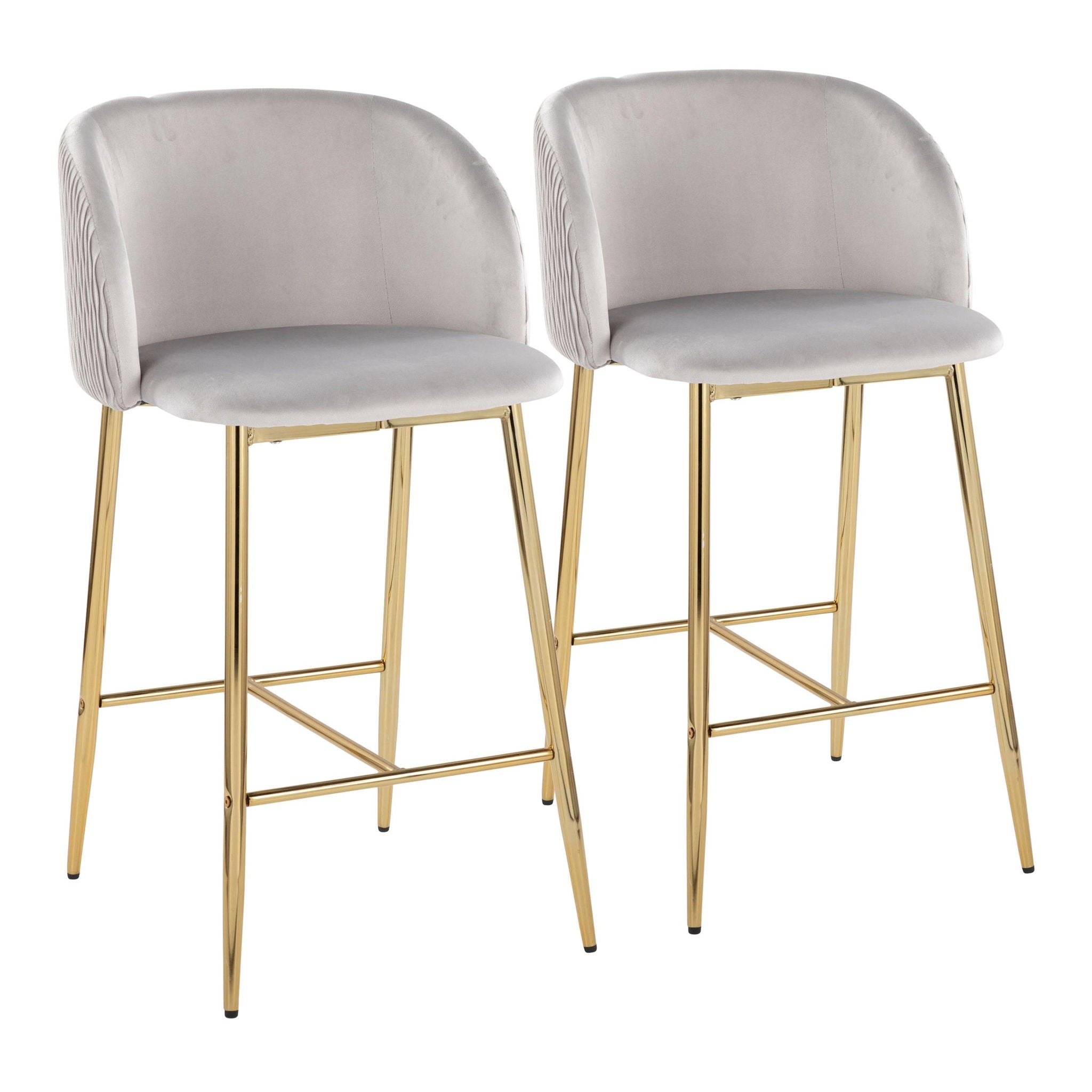Fran - Pleated Waves Contemporary / Glam Fixed Height Counter Stool (Set of 2) - Best Buy Furniture