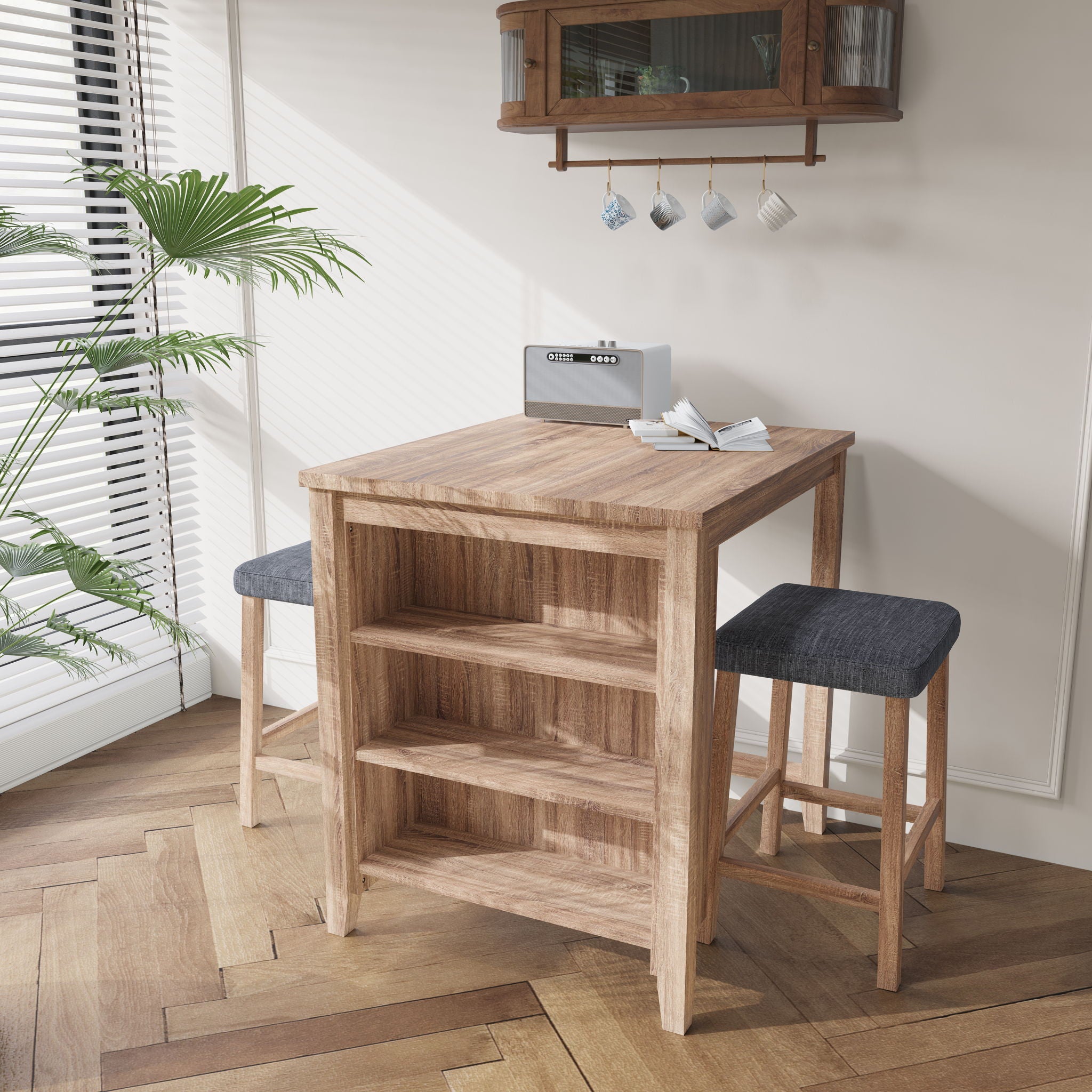 Dawson - 3 Piece Counter Height Table Set - Oak - Best Buy Furniture