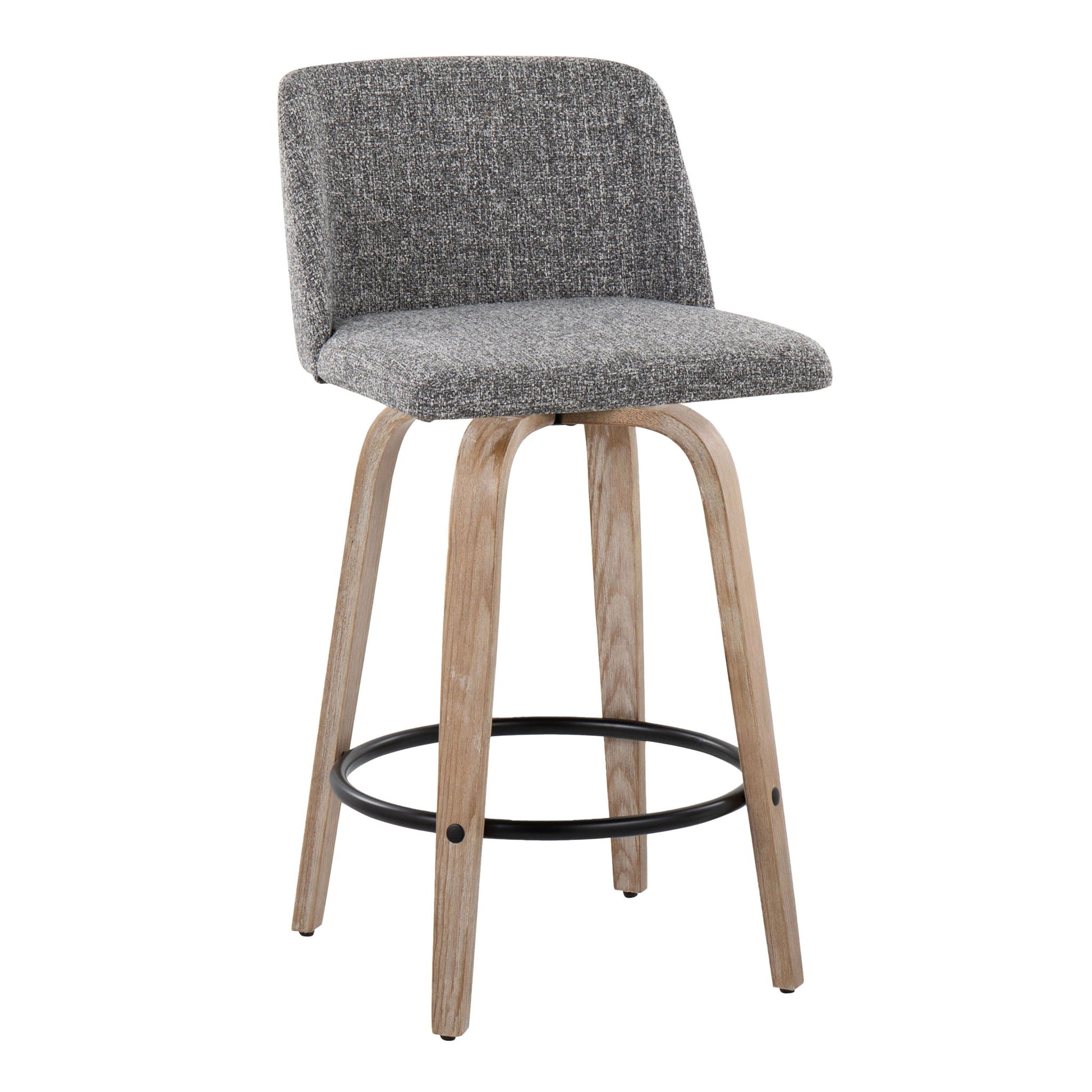 Toriano - Contemporary Fixed-Height Counter Stool & Swivel With Round Footrest (Set of 2) - Best Buy Furniture