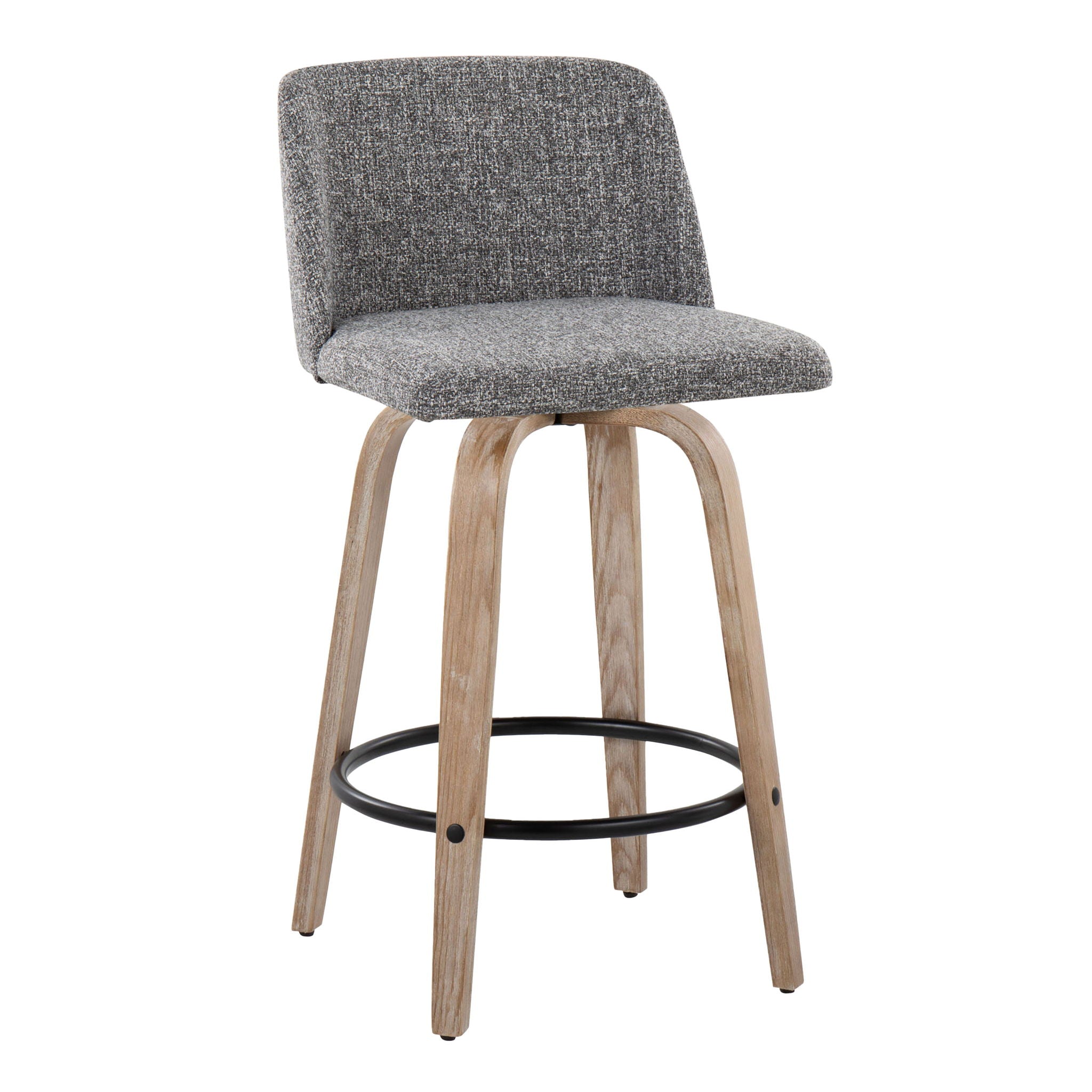 Toriano - Contemporary Fixed-Height Counter Stool & Swivel With Round Footrest (Set of 2) - Best Buy Furniture