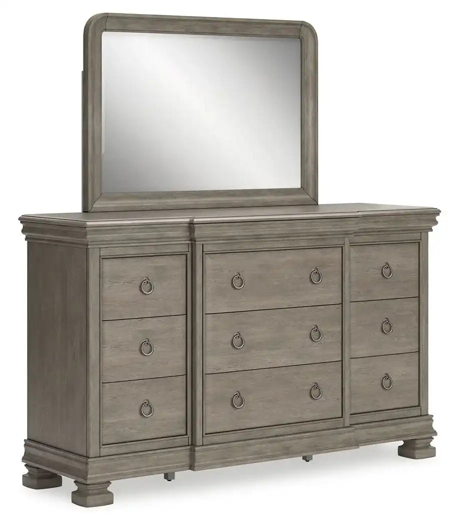 Lexorne - Dresser And Mirror - Gray - Best Buy Furniture