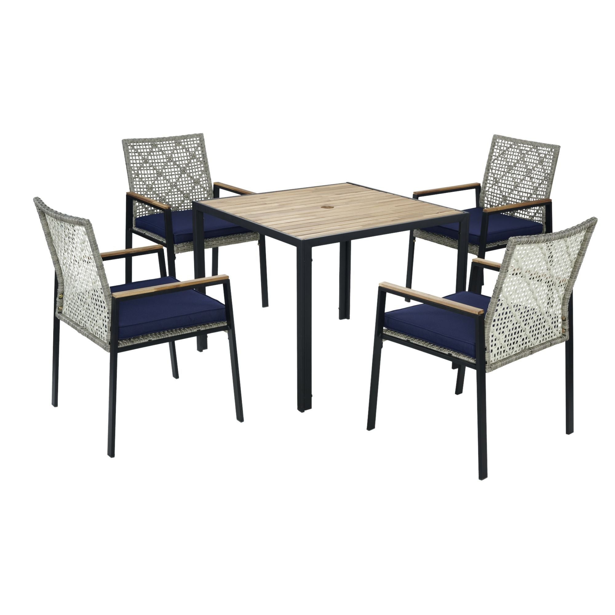5 Piece Patio Dining Table Set, Acacia Wood Table Top With Umbrella Hole - Best Buy Furniture