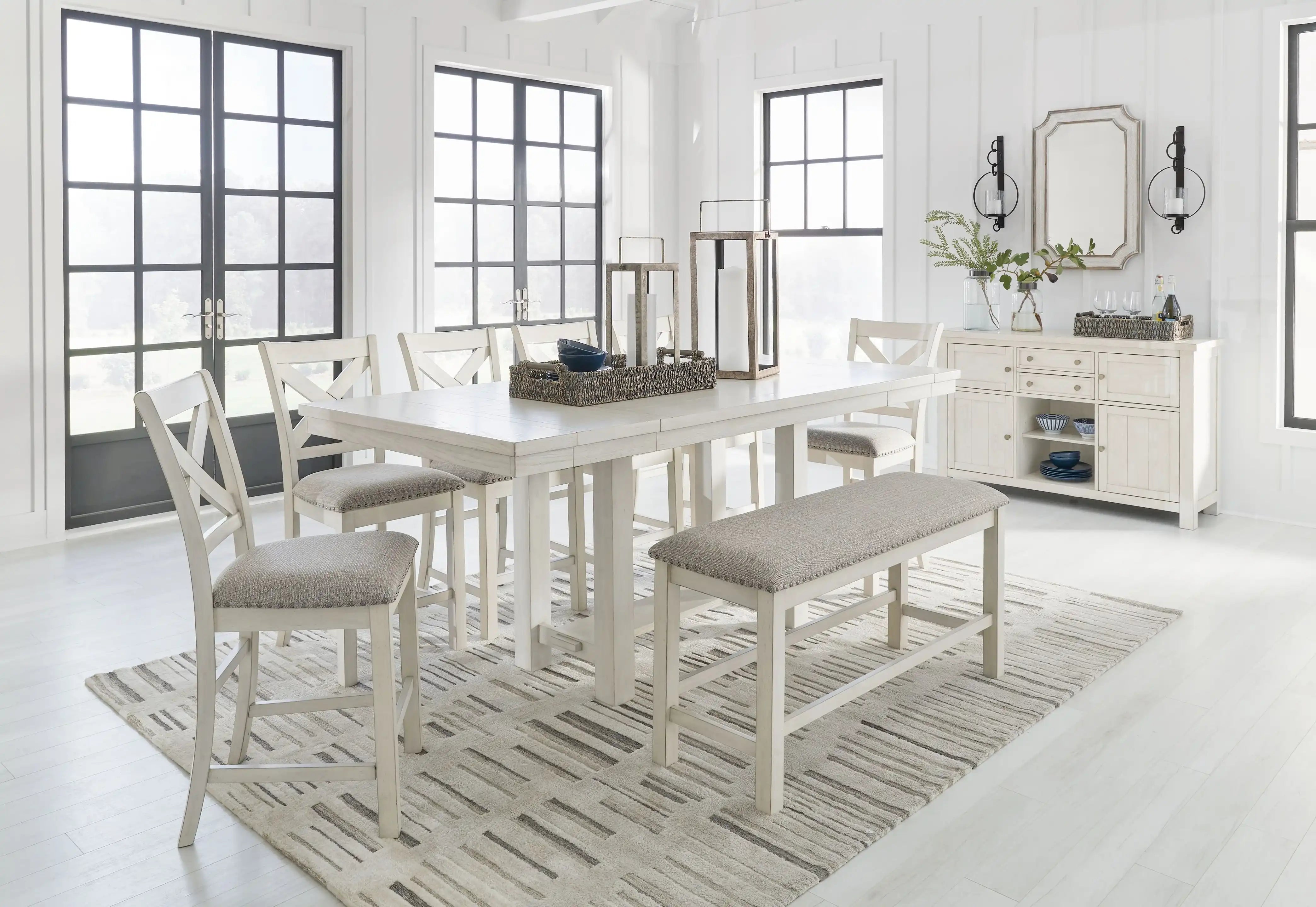Robbinsdale - Rectangular Counter Height Dining Extension Table Set - Best Buy Furniture