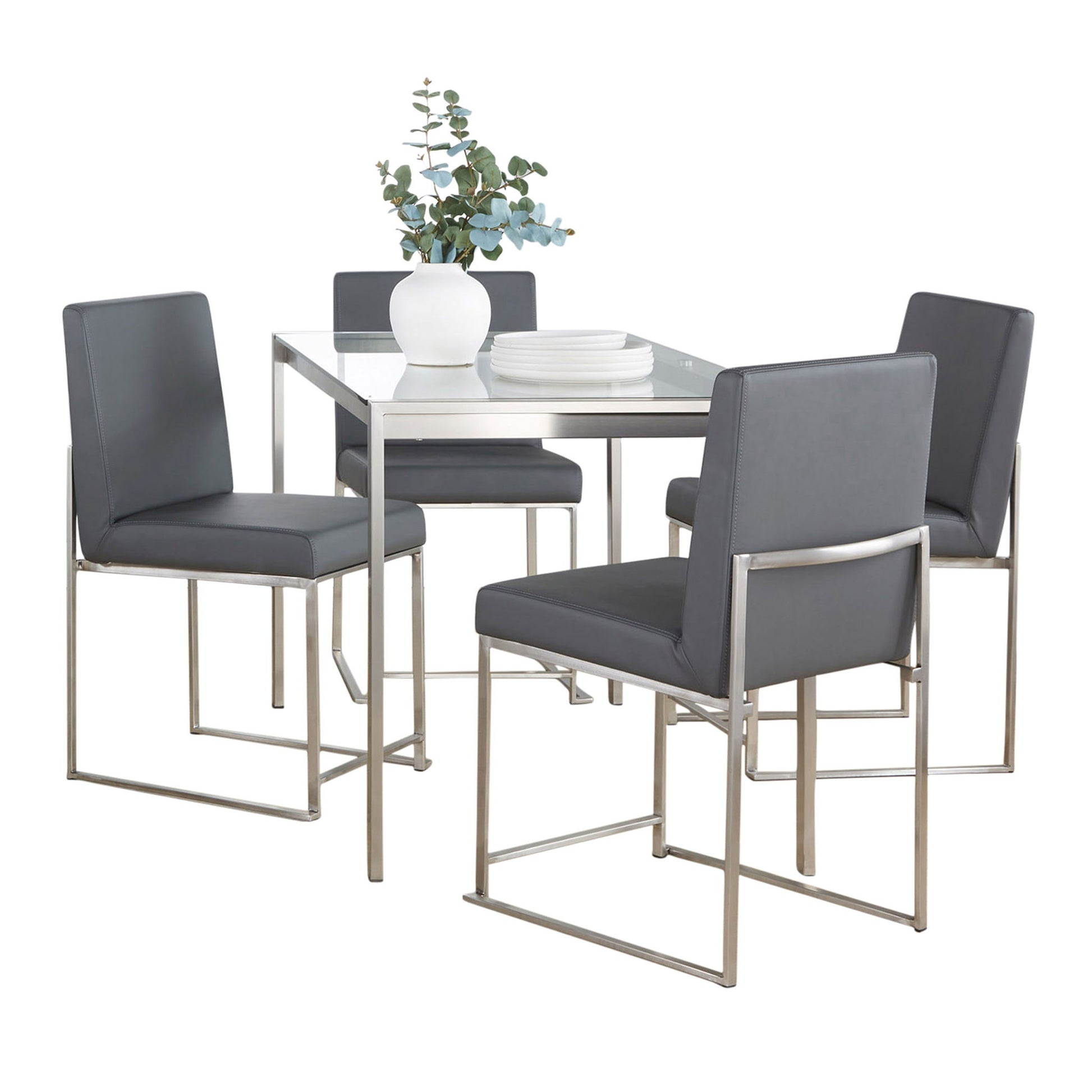 Fuji - High Back Contemporary Dining Set, Glass 5 Piece - Best Buy Furniture