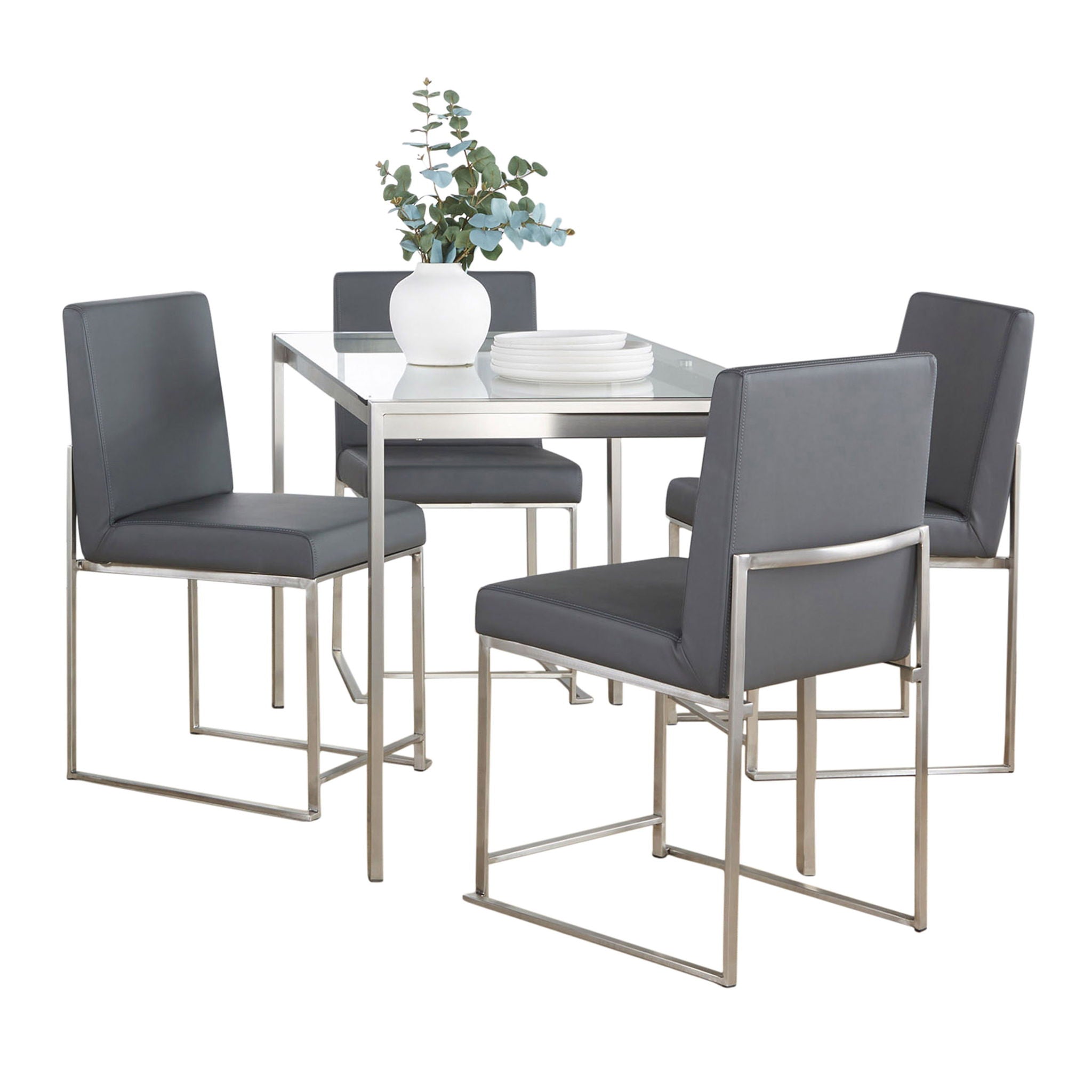 Fuji - High Back Contemporary Dining Set, Glass 5 Piece - Best Buy Furniture