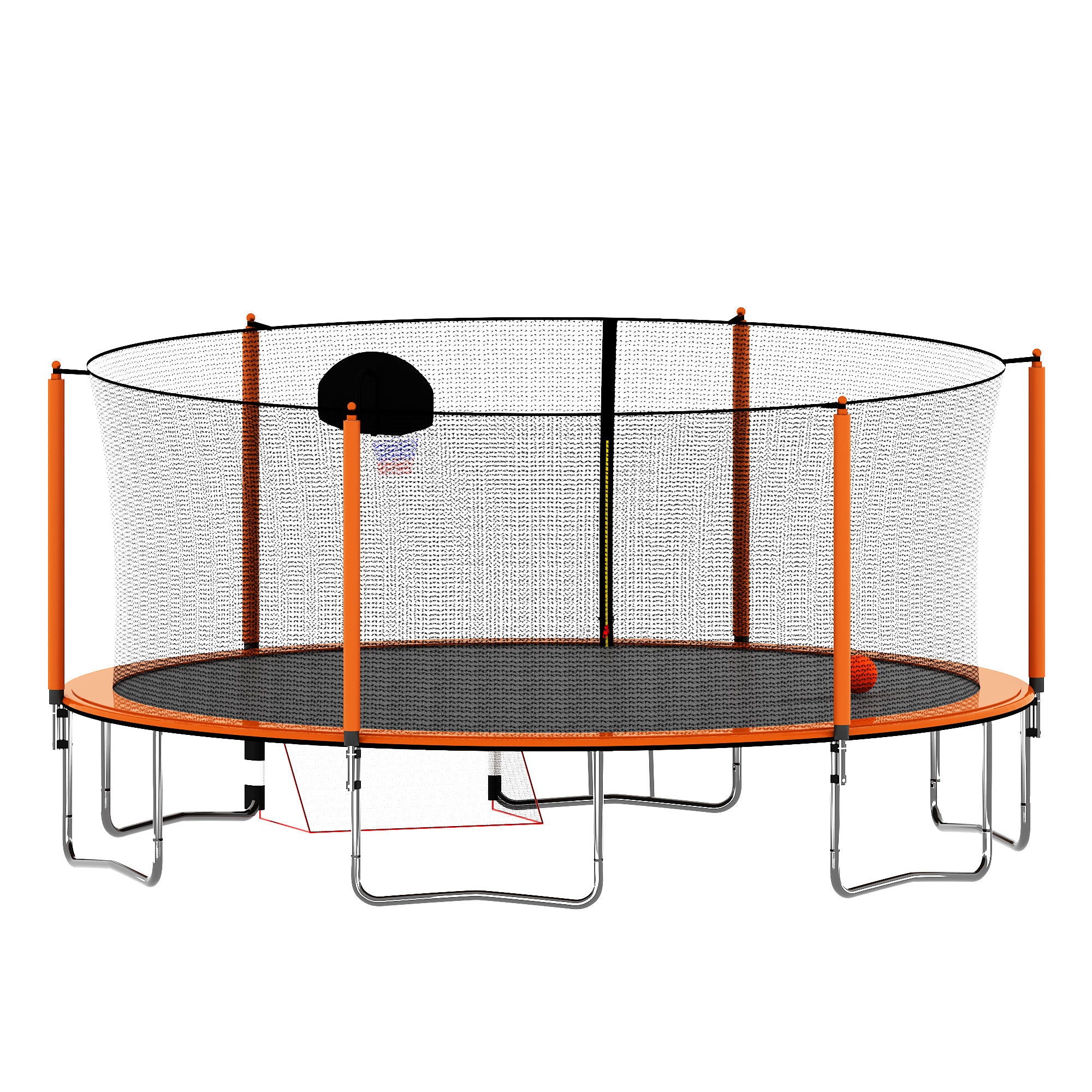 16Ft Trampoline With Basketball Hoop Pump And Ladder (Inner Safety Enclosure) With Soccer Goal - Best Buy Furniture