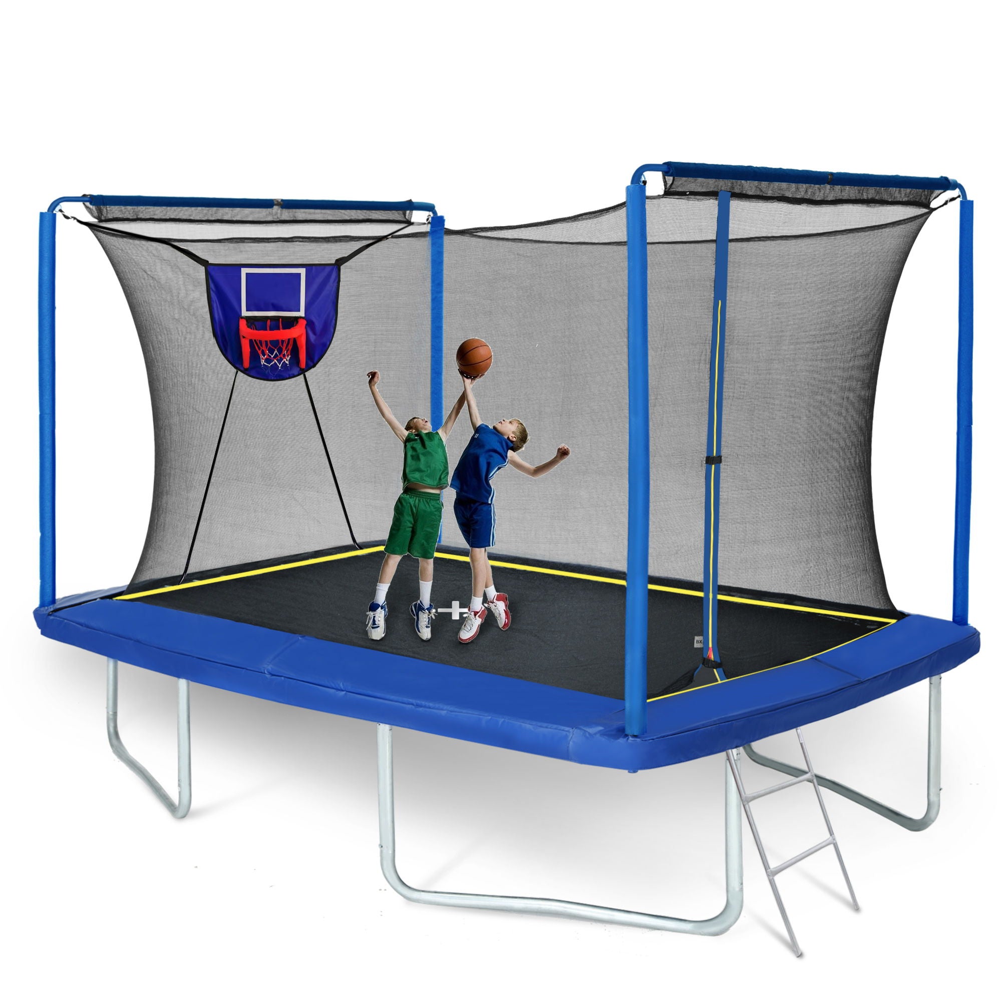 New Yc 8Ft By 12Ft Rectangular Trampoline With Basketball Board, Ball Inflater And Ladd Astm Standard Tested And Cpc Certified - Blue - Best Buy Furniture