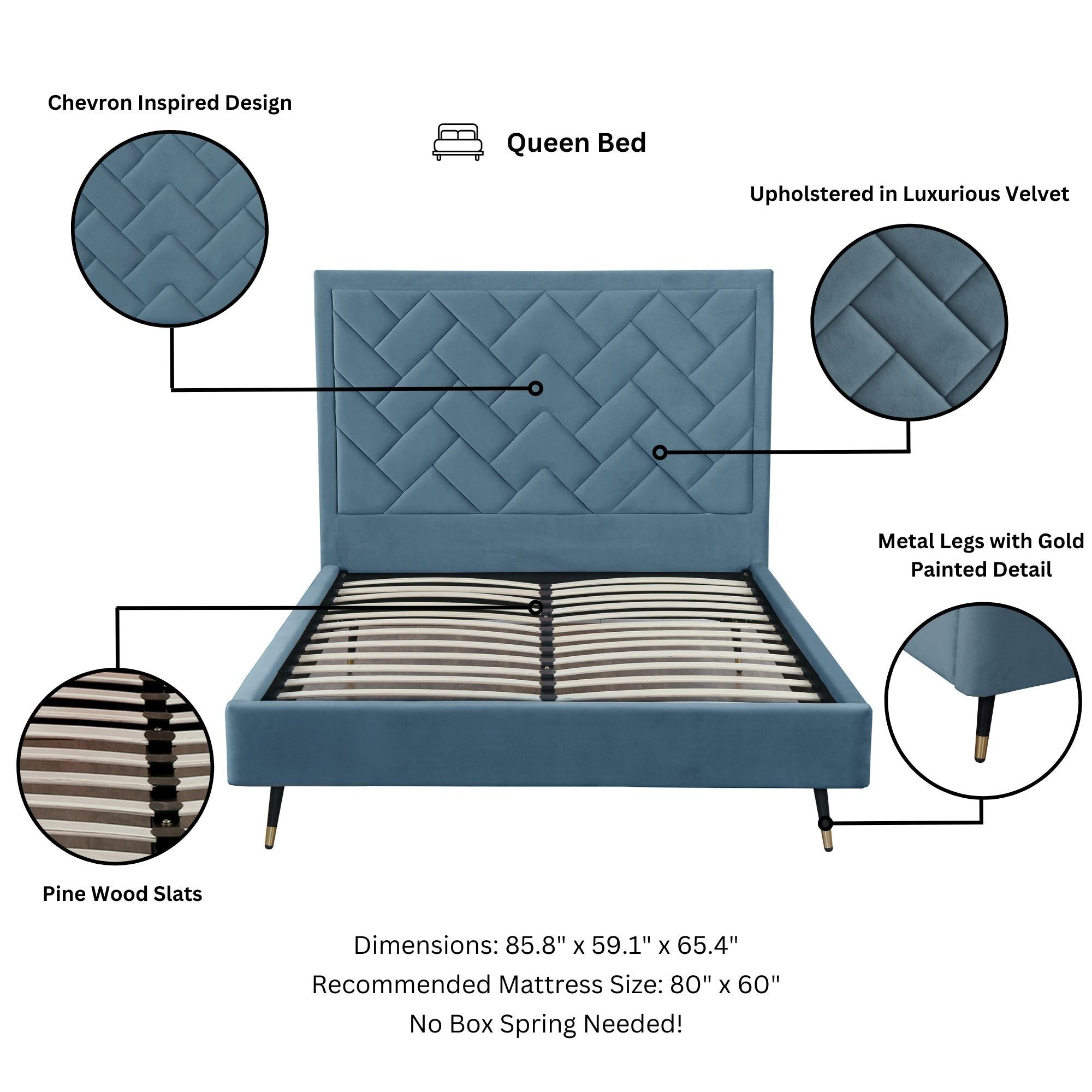 Crosby - Bed With Upholstered Headboard And Slats