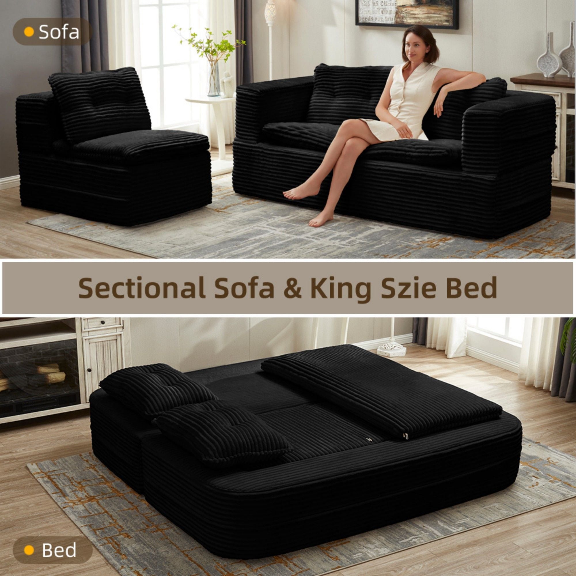Multi Functional Sectional Sofa Bed With Independent Chaise Lounge And Functional Blanket - Best Buy Furniture