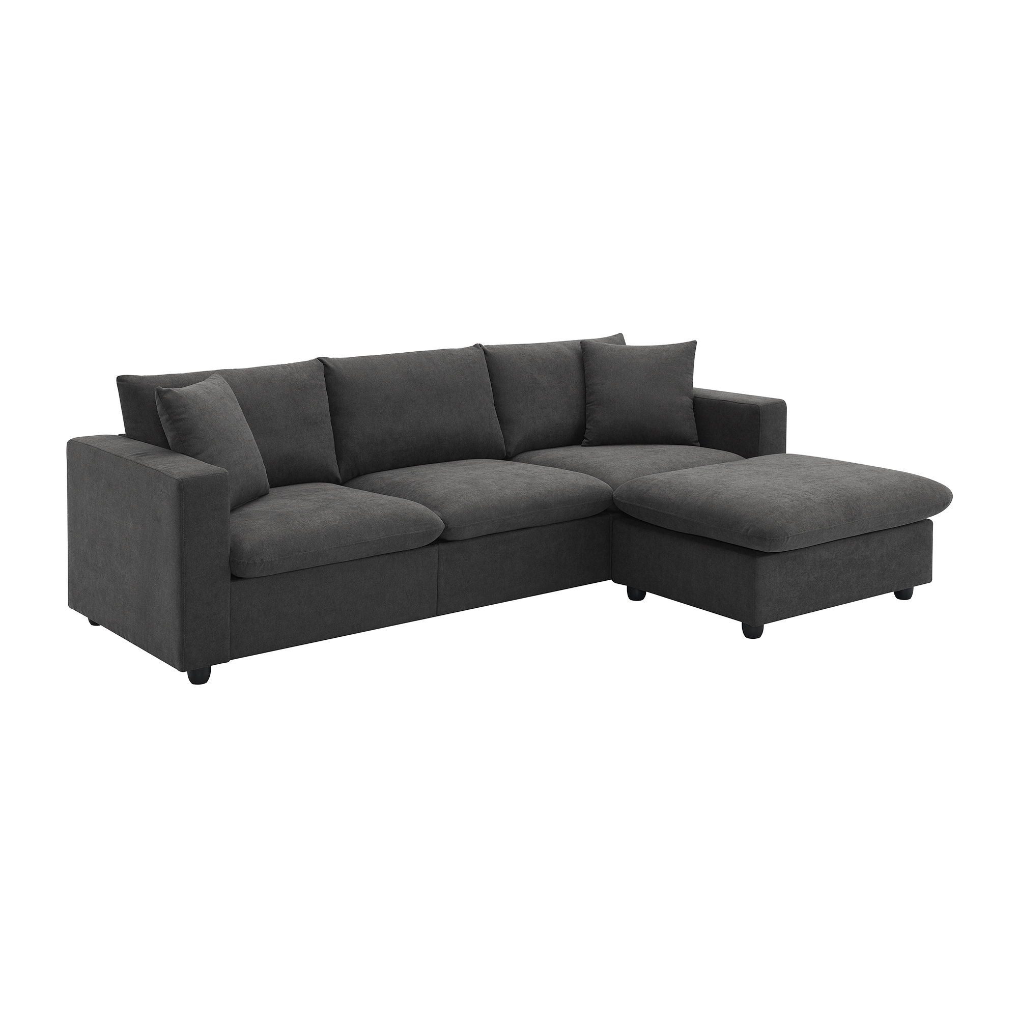 Modern Sectional Sofa, L-Shaped Couch Set With 2 Free Pillows, 4-Seat Polyester Fabric Couch Set With Convertible Ottoman For Living Room, Apartment, Office - Best Buy Furniture