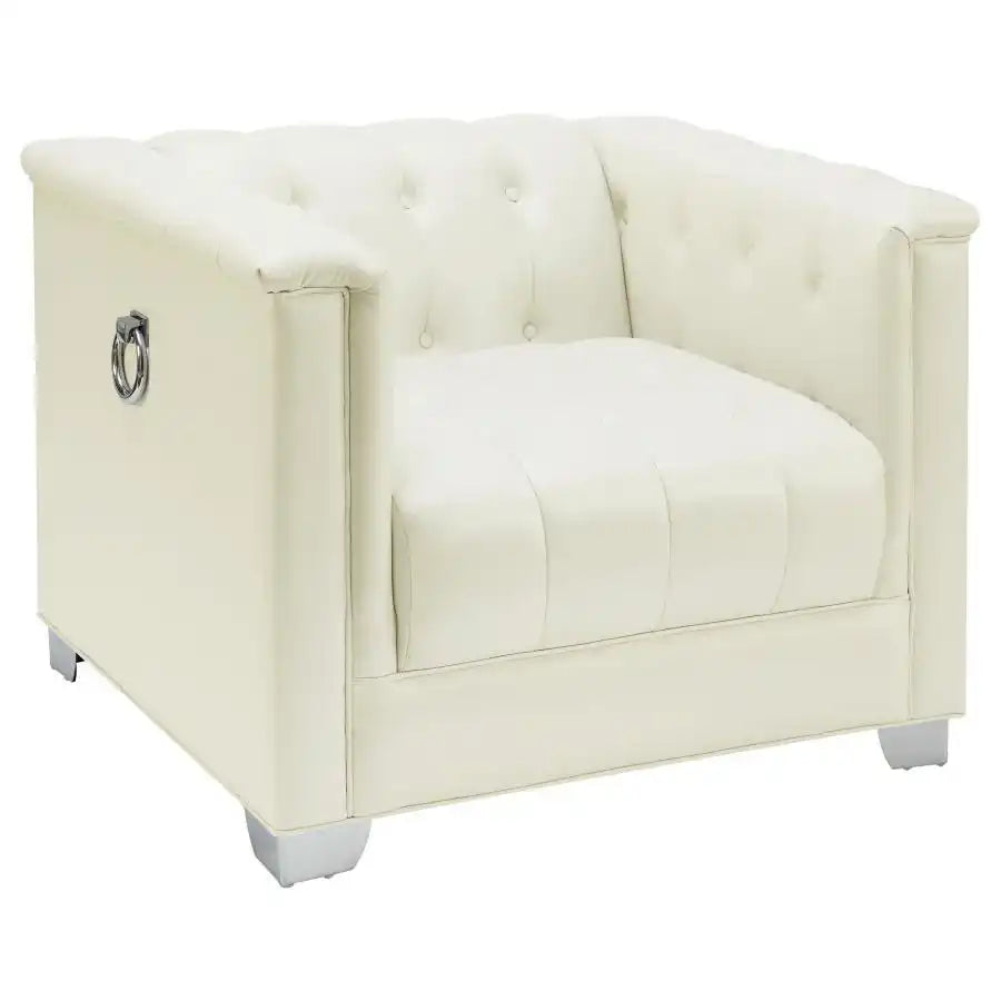 Chaviano - Upholstered Track Arm Accent Chair - Pearl White - Best Buy Furniture