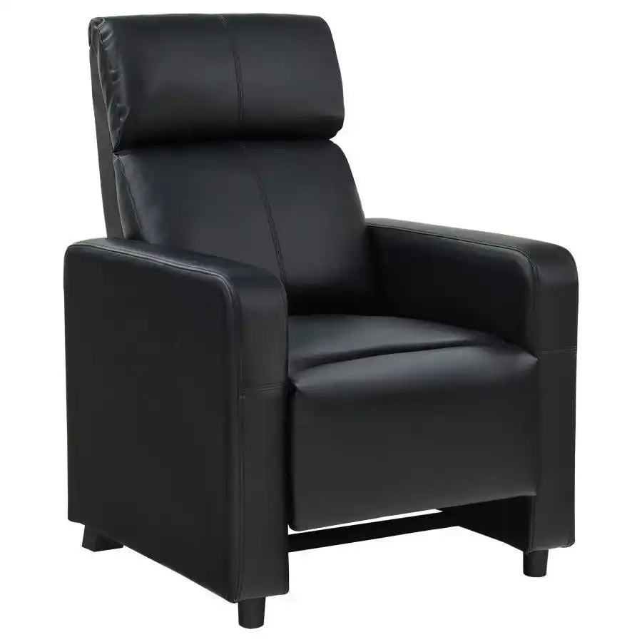 Toohey - Upholstered Home Theater Push Back Recliner - Black - Best Buy Furniture