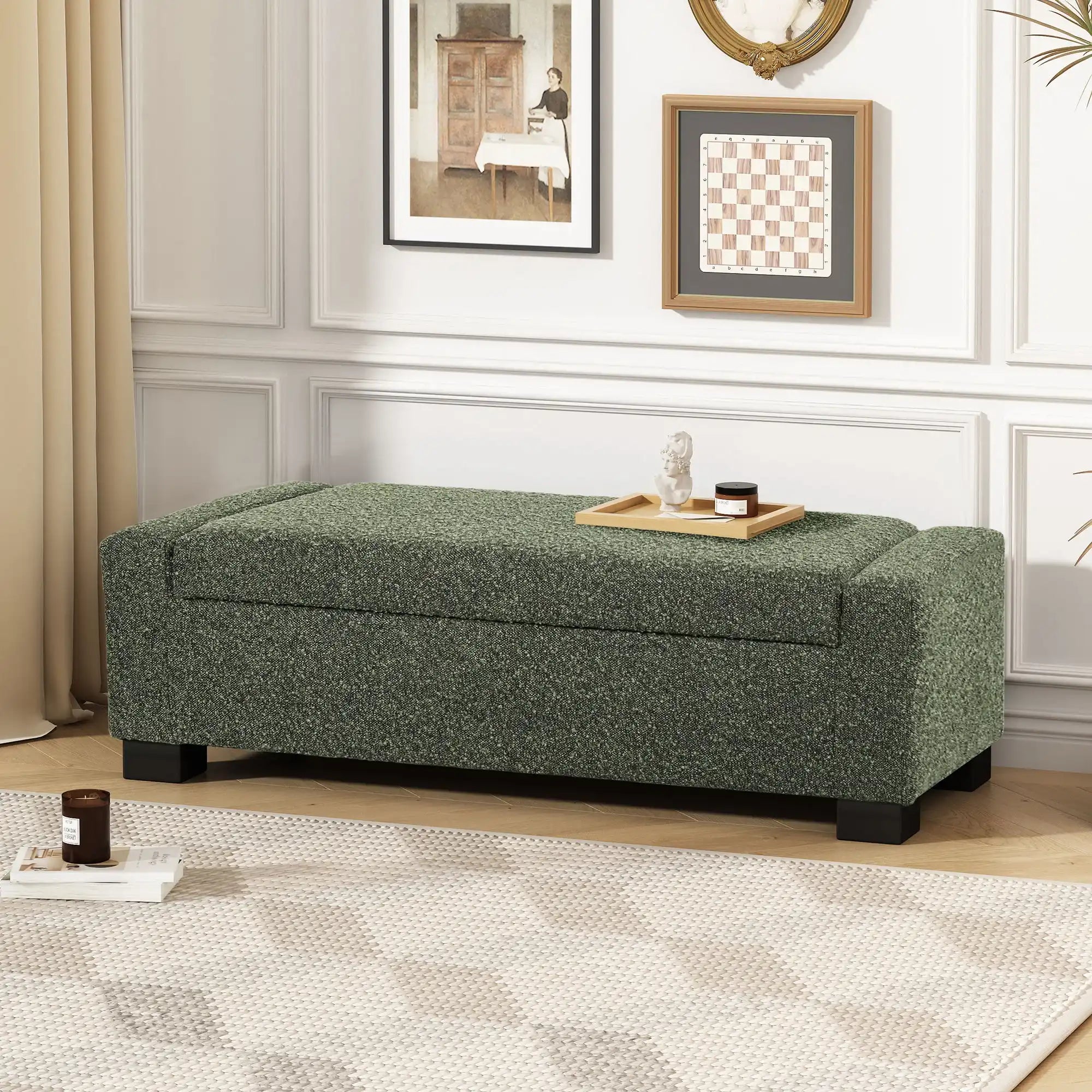 Textured Fabric Ottoman Bench With Hinged Lid - Best Buy Furniture