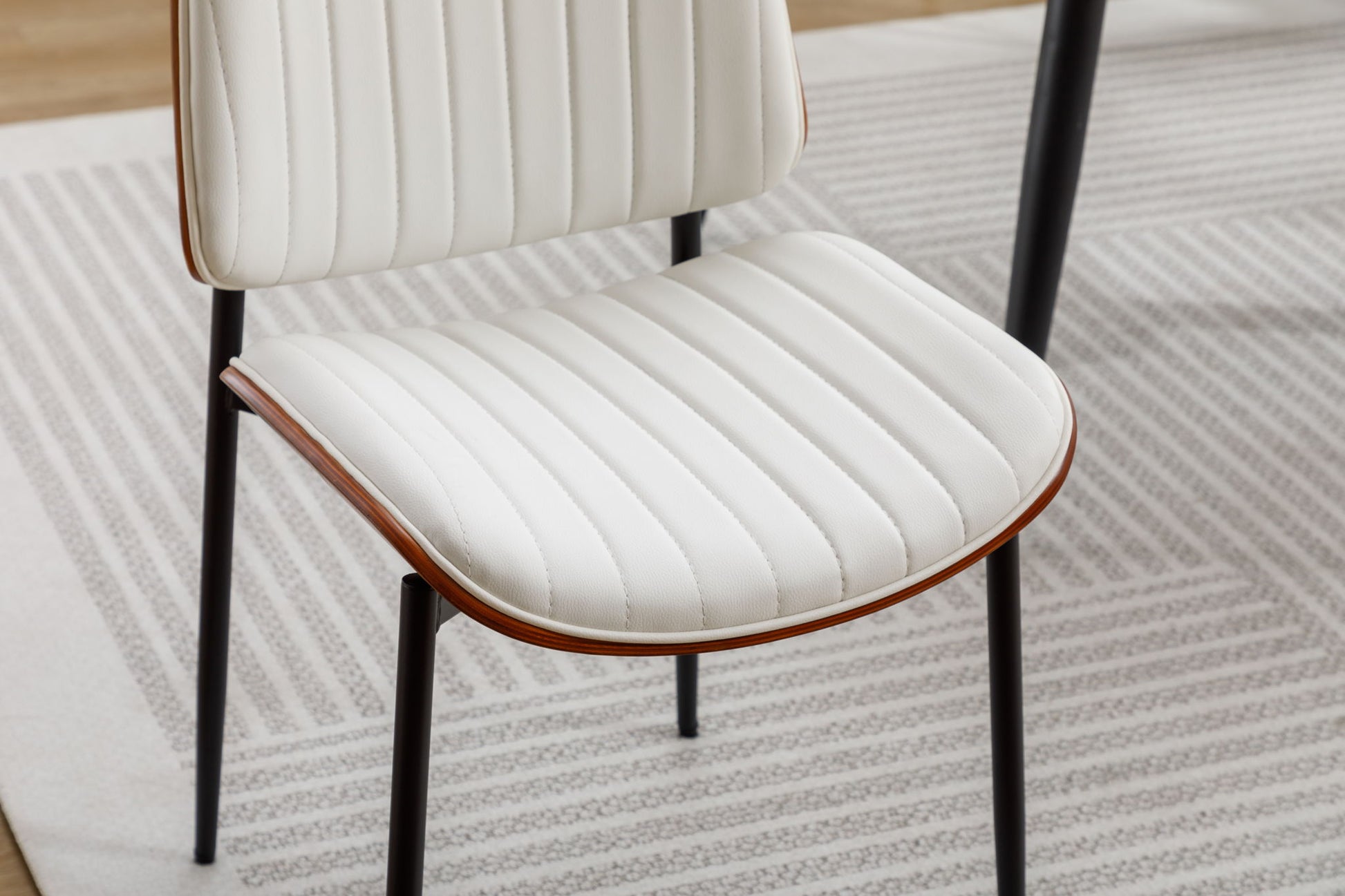 Dining Chairs (Set of 2) Mid-Century Modern Retro Faux Leather Chair With Bentwood Upholstered Seat Metal Legs Adjustable Foot For Kitchen Dining Room Chairs - Best Buy Furniture